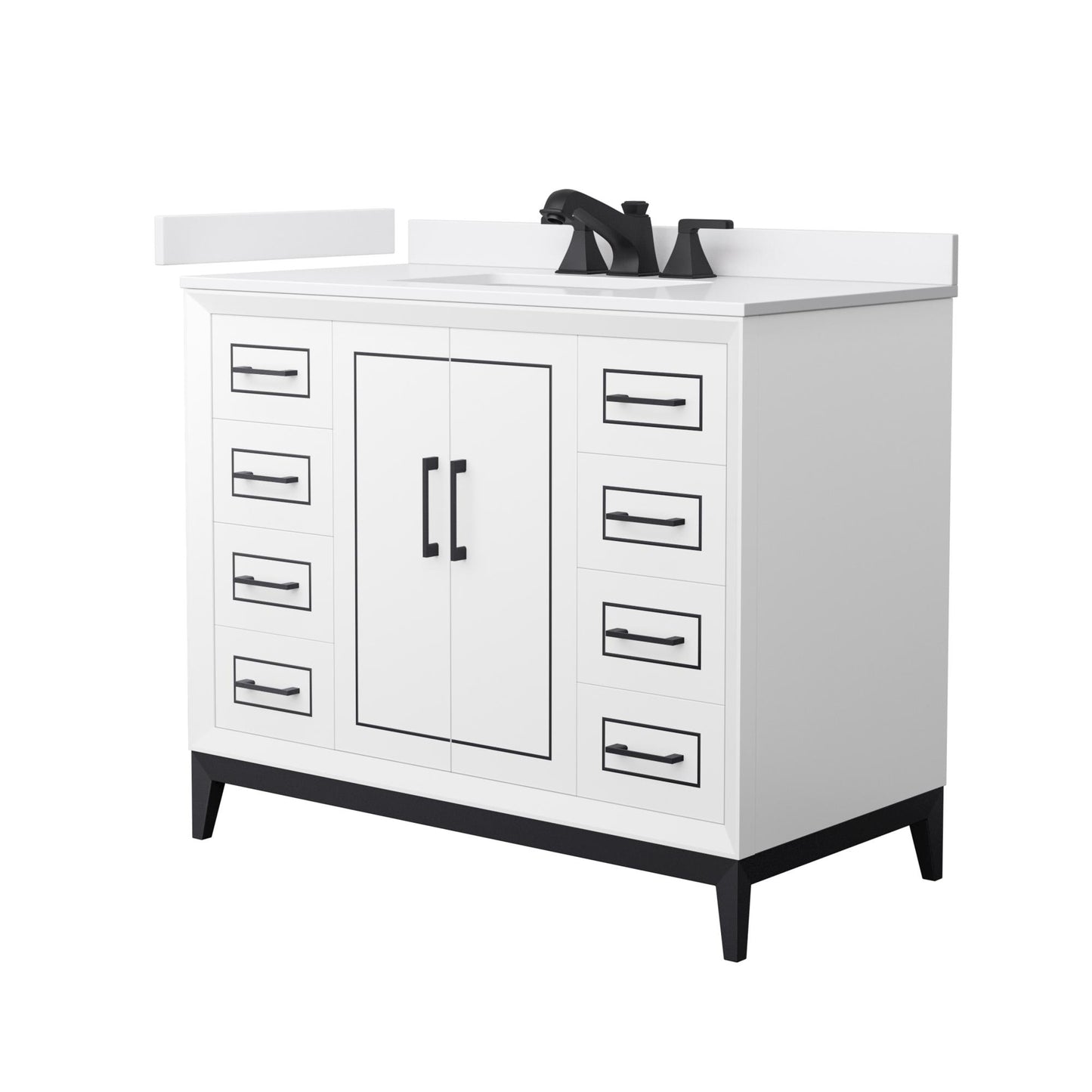 Marlena Bathroom Vanity with Countertop 42 inch Single Sink 3-hole Faucet Setup