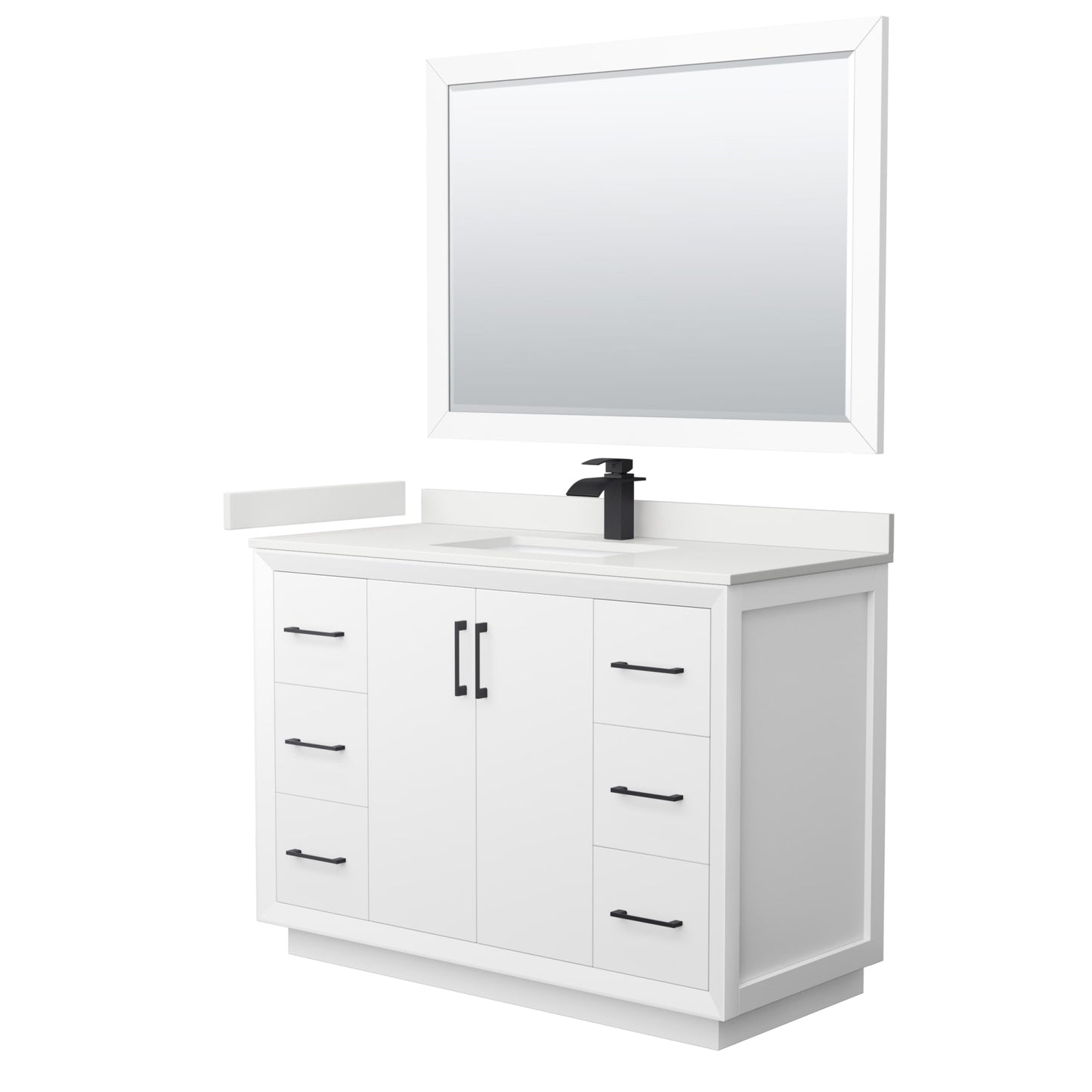 Strada Bathroom Vanity with Countertop 48 inch Single Sink Single hole Faucet Setup