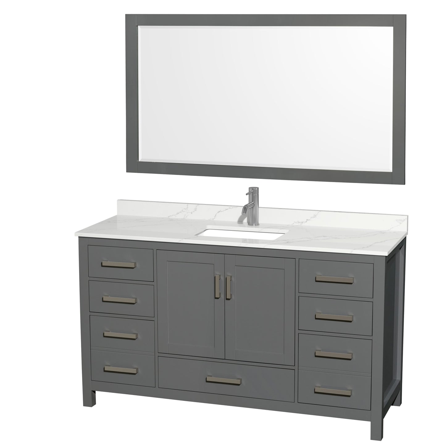 Sheffield Bathroom Vanity with Countertop 60 inch Single Sink Single hole Faucet Setup
