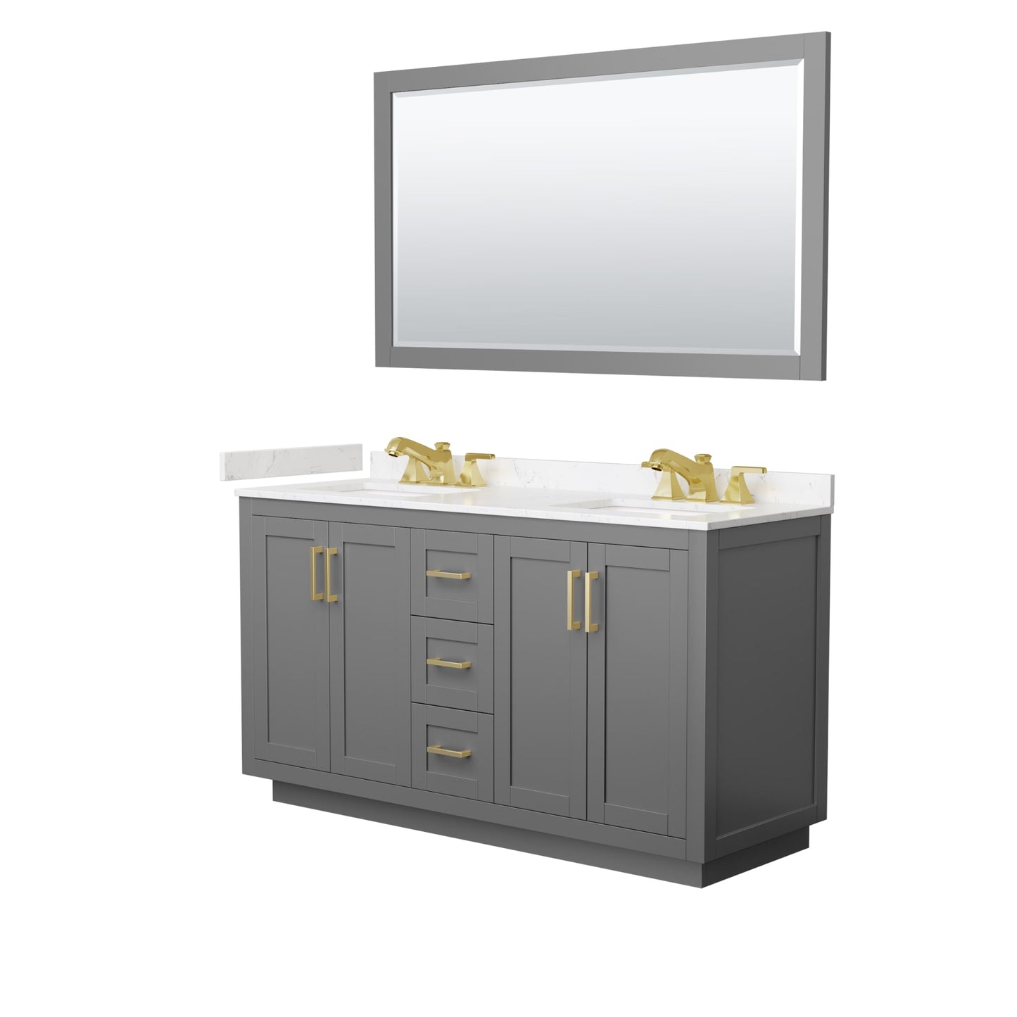 Miranda Bathroom Vanity with Countertop 60 inch Double Sink 3-hole Faucet Setup