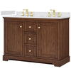 Custom image for Dark Walnut with Brushed Gold Trim / White Cultured Marble / No Mirror