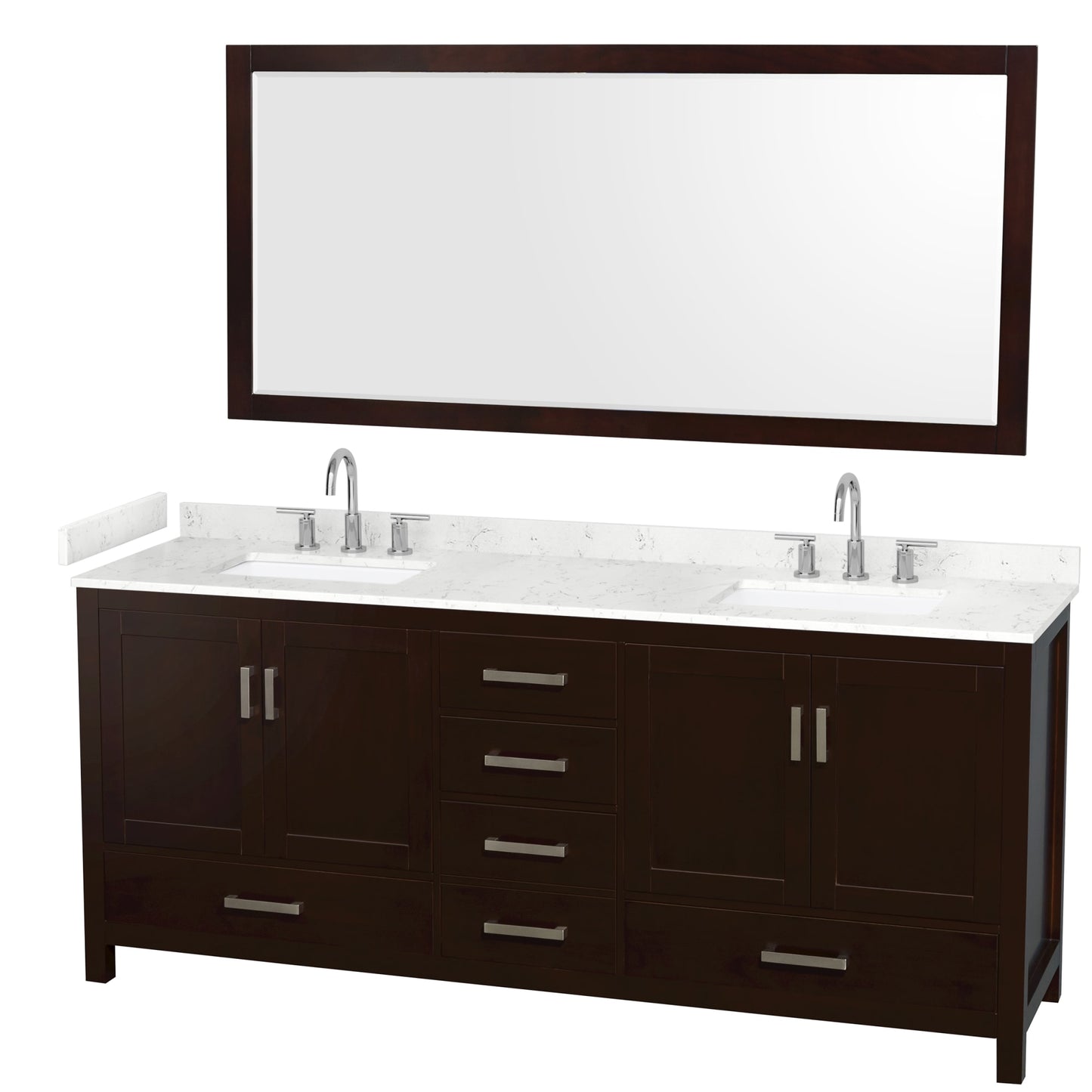 Sheffield Bathroom Vanity with Countertop 80 inch Double Sink 3-hole Faucet Setup