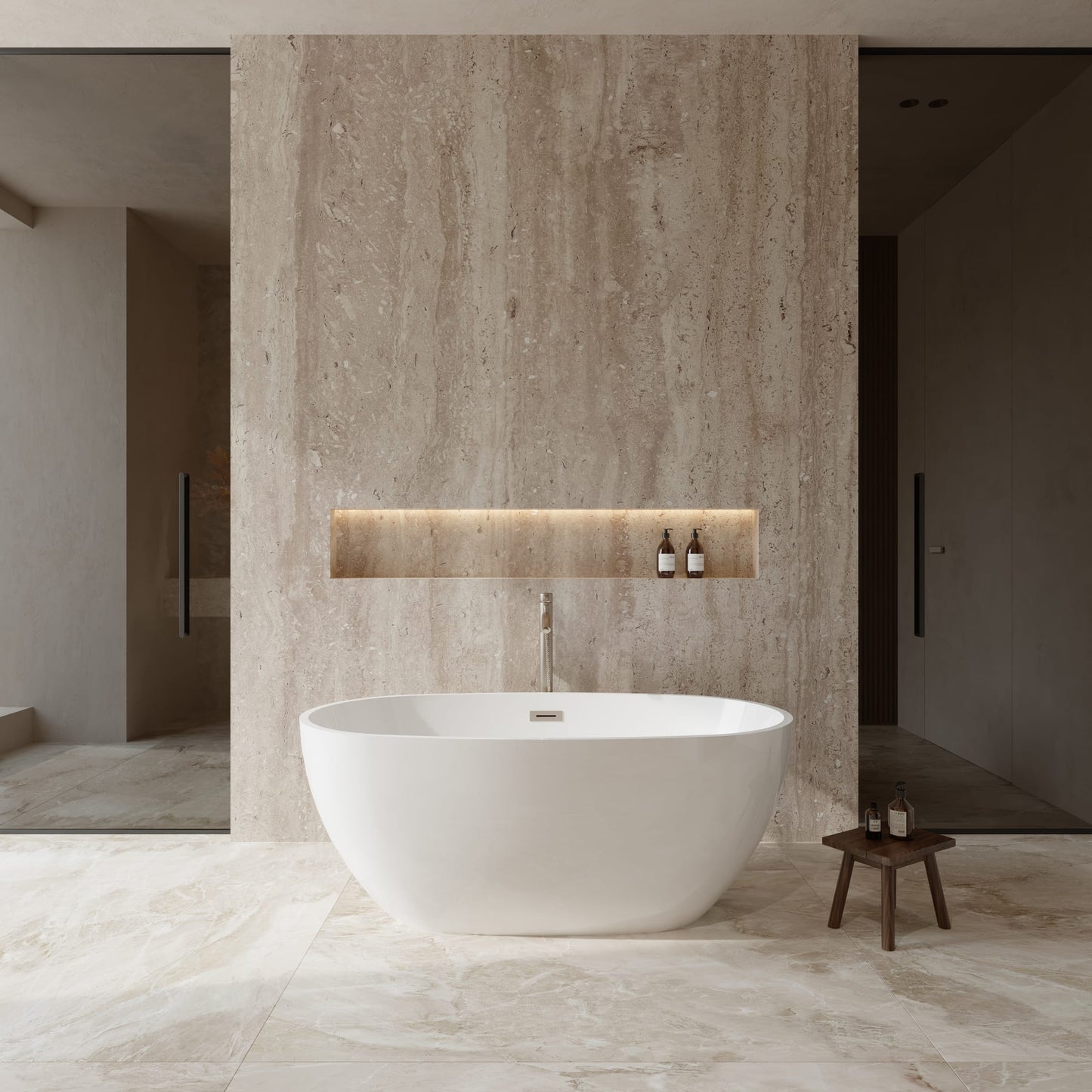 Juno Freestanding Acrylic Bathtub With Faucet 59 inch