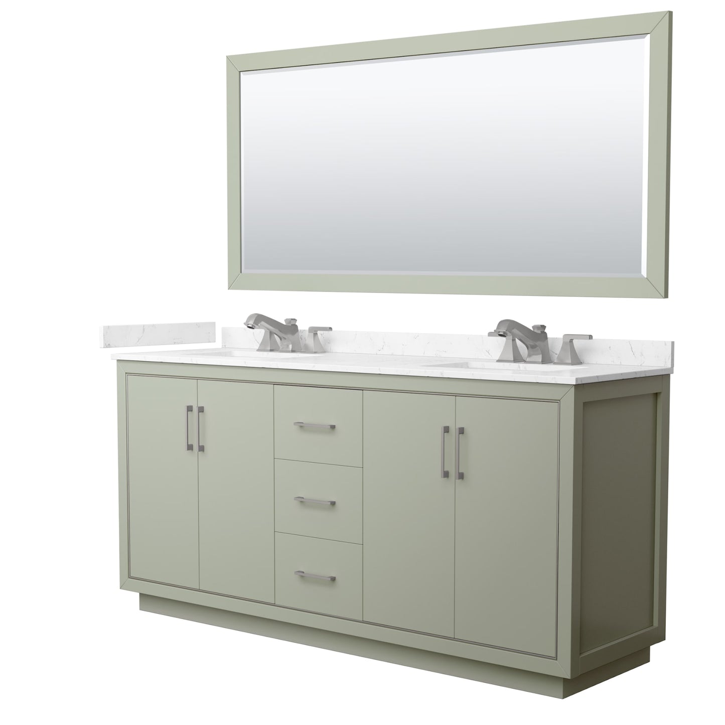 Icon Bathroom Vanity with Countertop 72 inch Double Sink 3-hole Faucet Setup