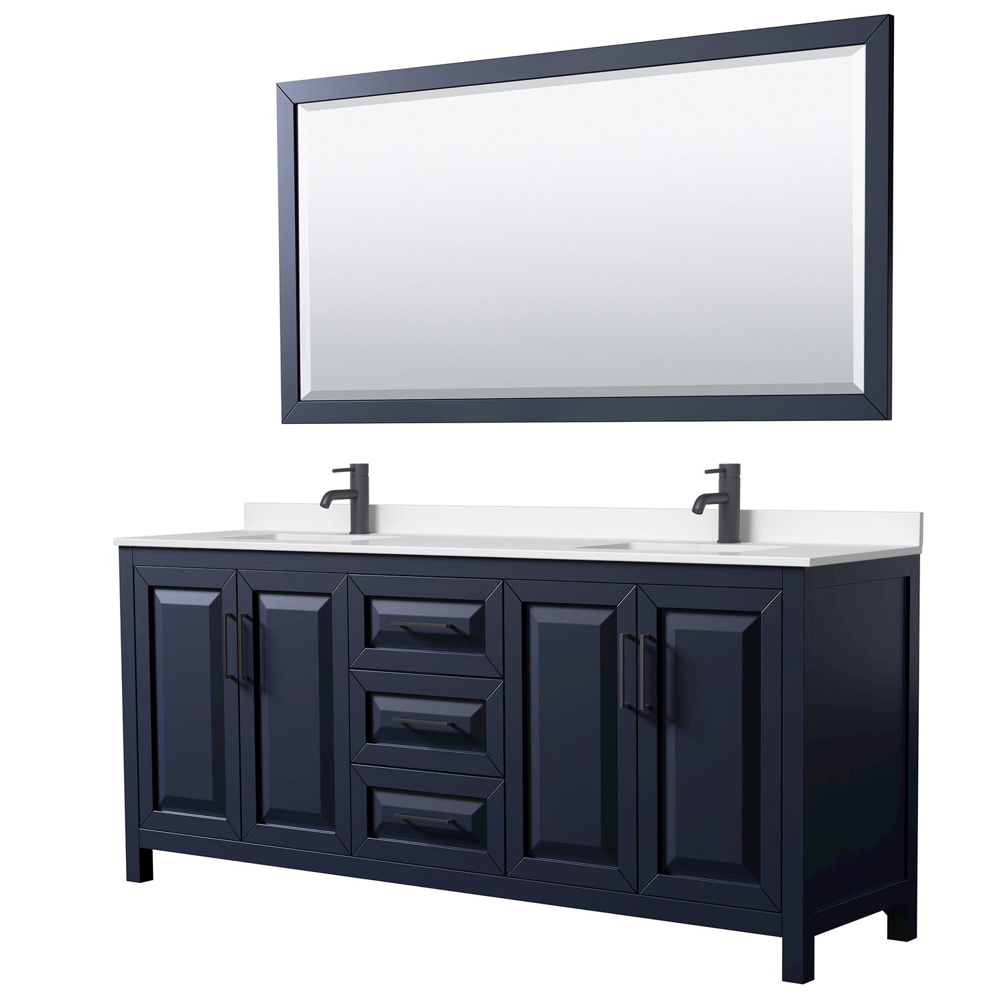 Daria Bathroom Vanity with Countertop 80 inch Double Sink Single hole Faucet Setup