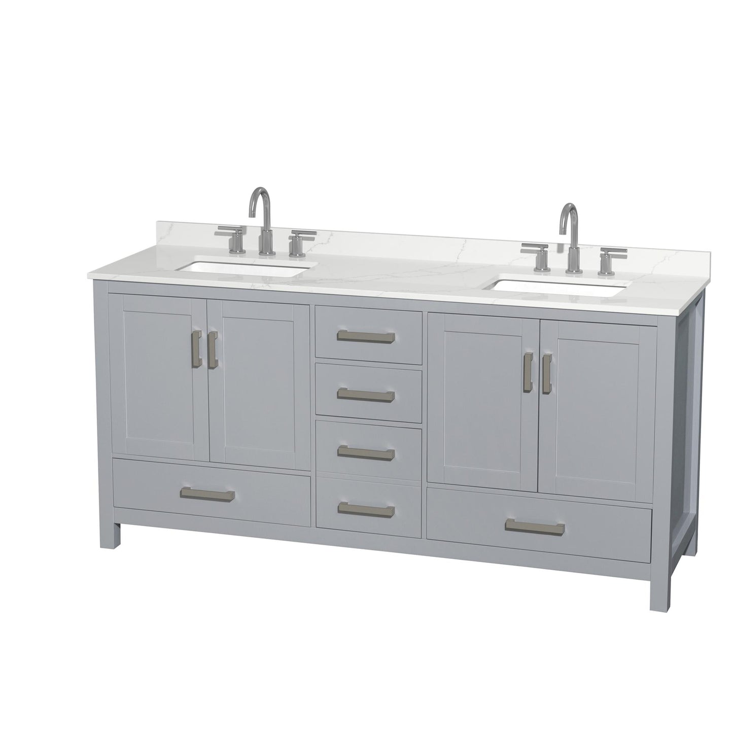Sheffield Bathroom Vanity with Countertop 72 inch Double Sink 3-hole Faucet Setup