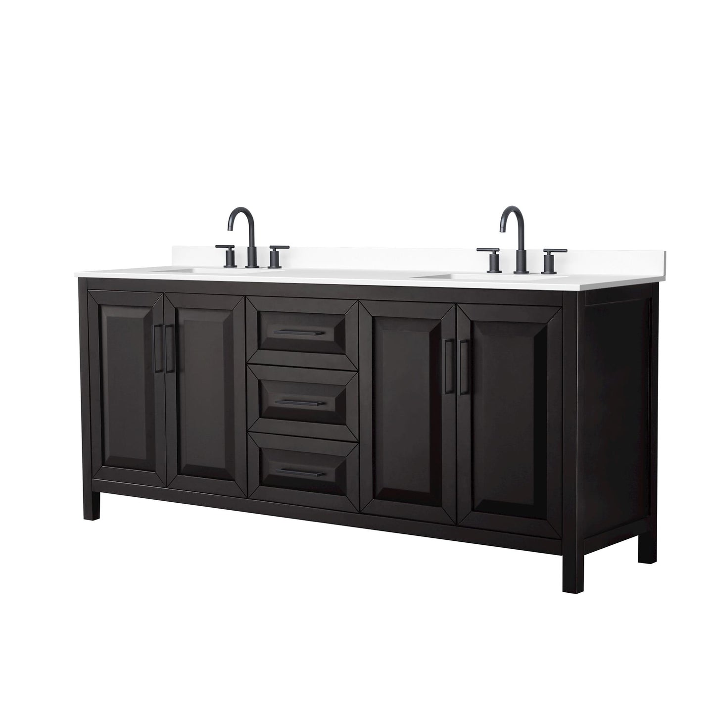 Daria Bathroom Vanity with Countertop 80 inch Double Sink 3-hole Faucet Setup