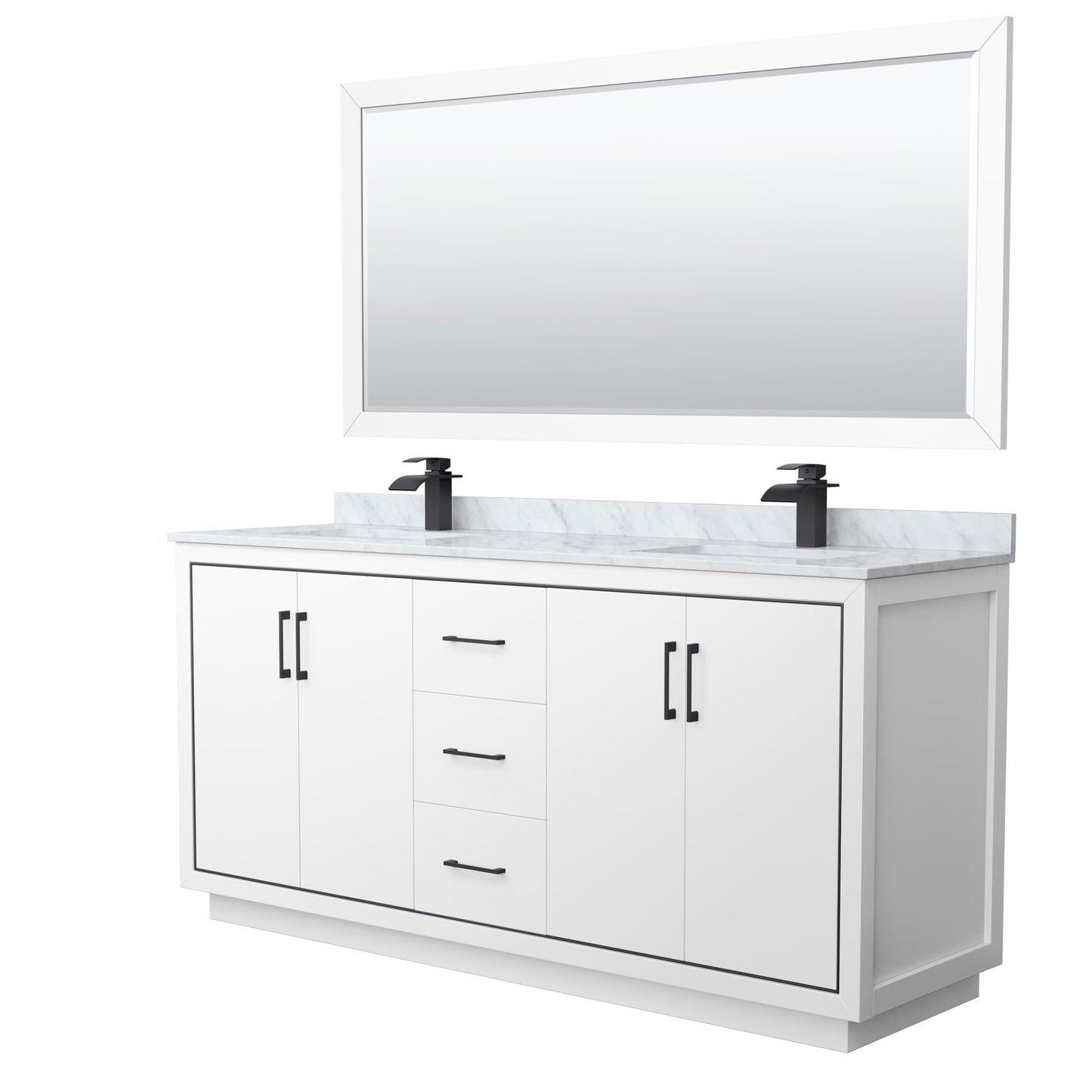 Icon Bathroom Vanity with Countertop 72 inch Double Sink Single hole Faucet Setup