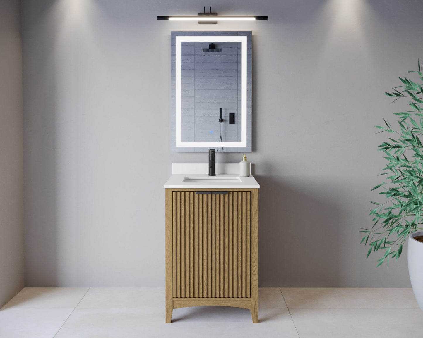 Palmilla Bathroom Vanity with Countertop 24 inch Single Sink Single hole Faucet Setup
