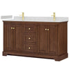 Custom image for Dark Walnut with Brushed Gold Trim / Carrara Cultured Marble / No Mirror