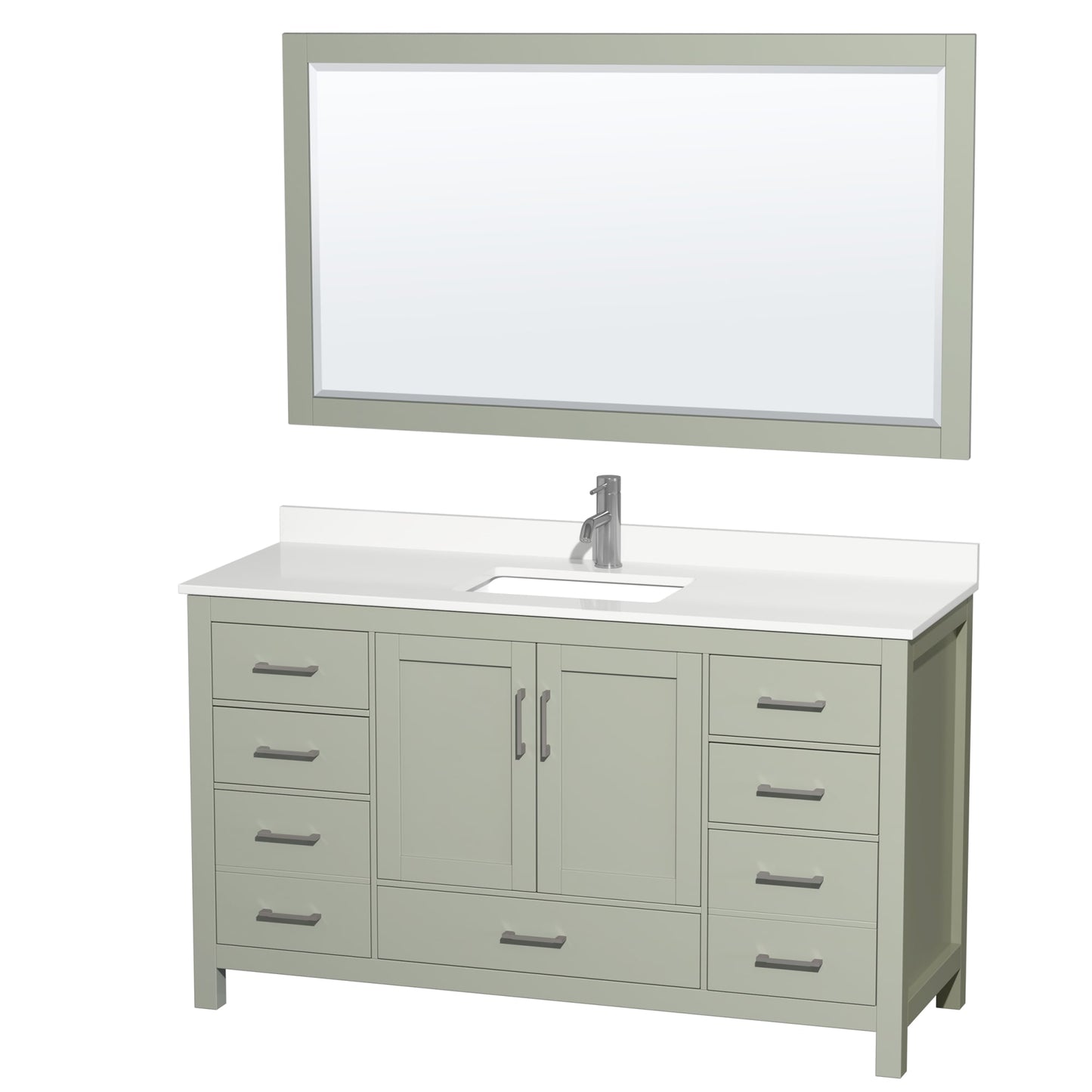 Sheffield Bathroom Vanity with Countertop 60 inch Single Sink Single hole Faucet Setup