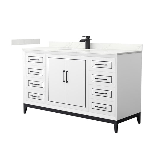 Marlena Bathroom Vanity with Countertop 60 inch Single Sink Single hole Faucet Setup