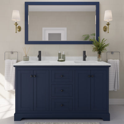 Avery Bathroom Vanity with Countertop 60 inch Double Sink Single hole Faucet Setup
