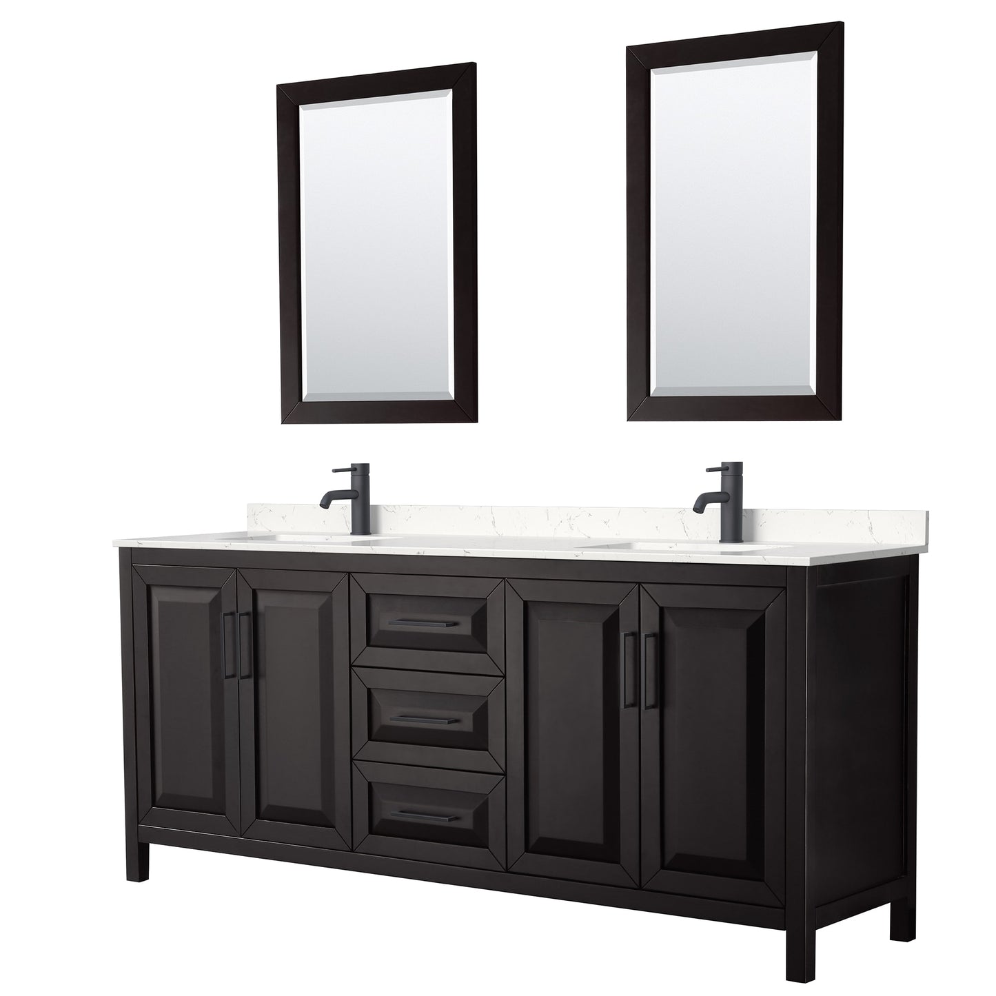 Daria Bathroom Vanity with Countertop 80 inch Double Sink Single hole Faucet Setup