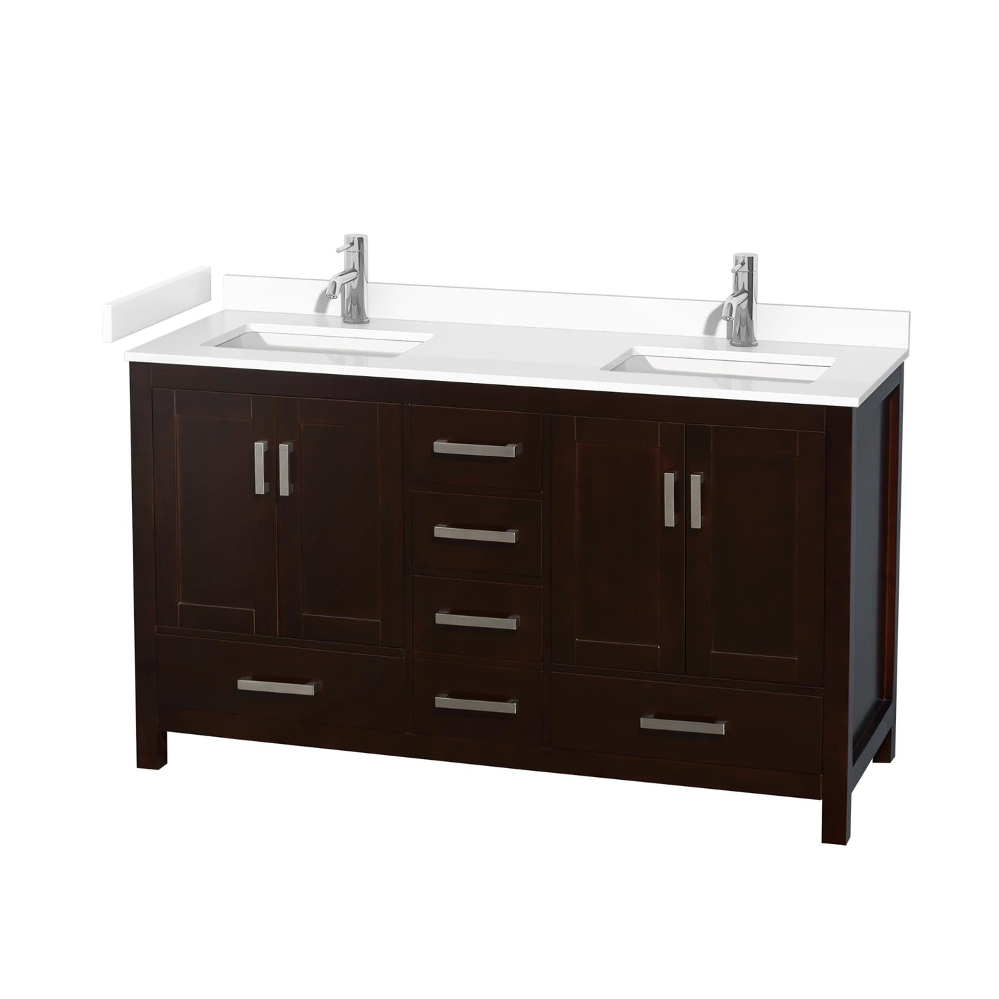 Sheffield Bathroom Vanity with Countertop 60 inch Double Sink Single hole Faucet Setup