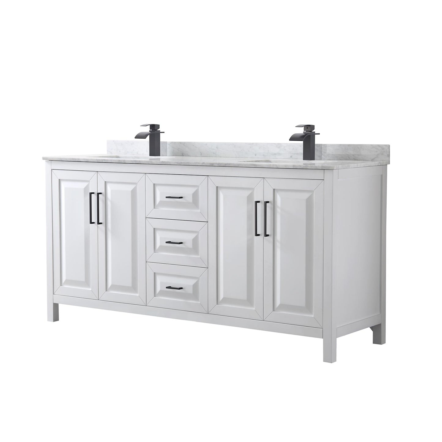 Daria Bathroom Vanity with Countertop 72 inch Double Sink Single hole Faucet Setup