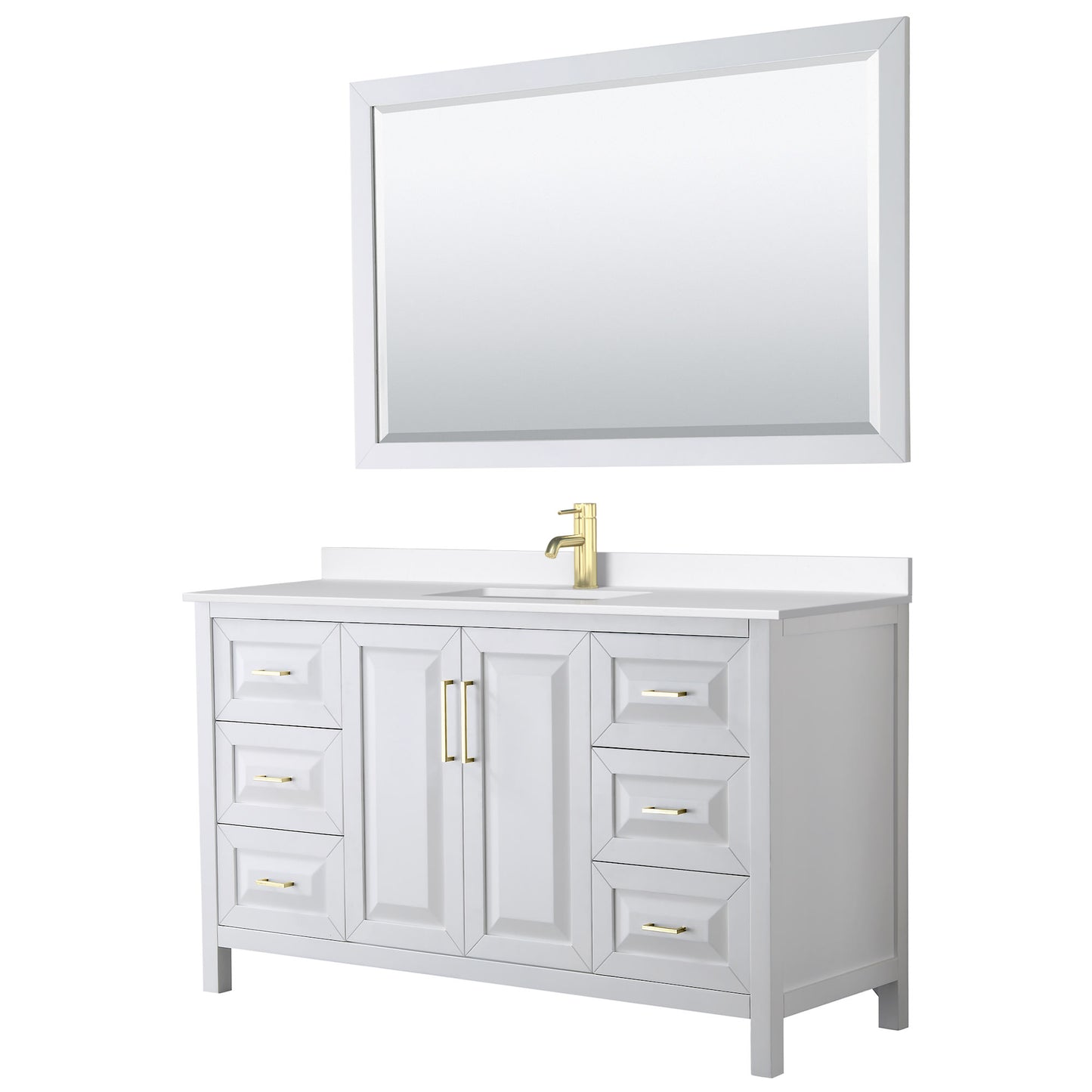 Daria Bathroom Vanity with Countertop 60 inch Single Sink Single hole Faucet Setup