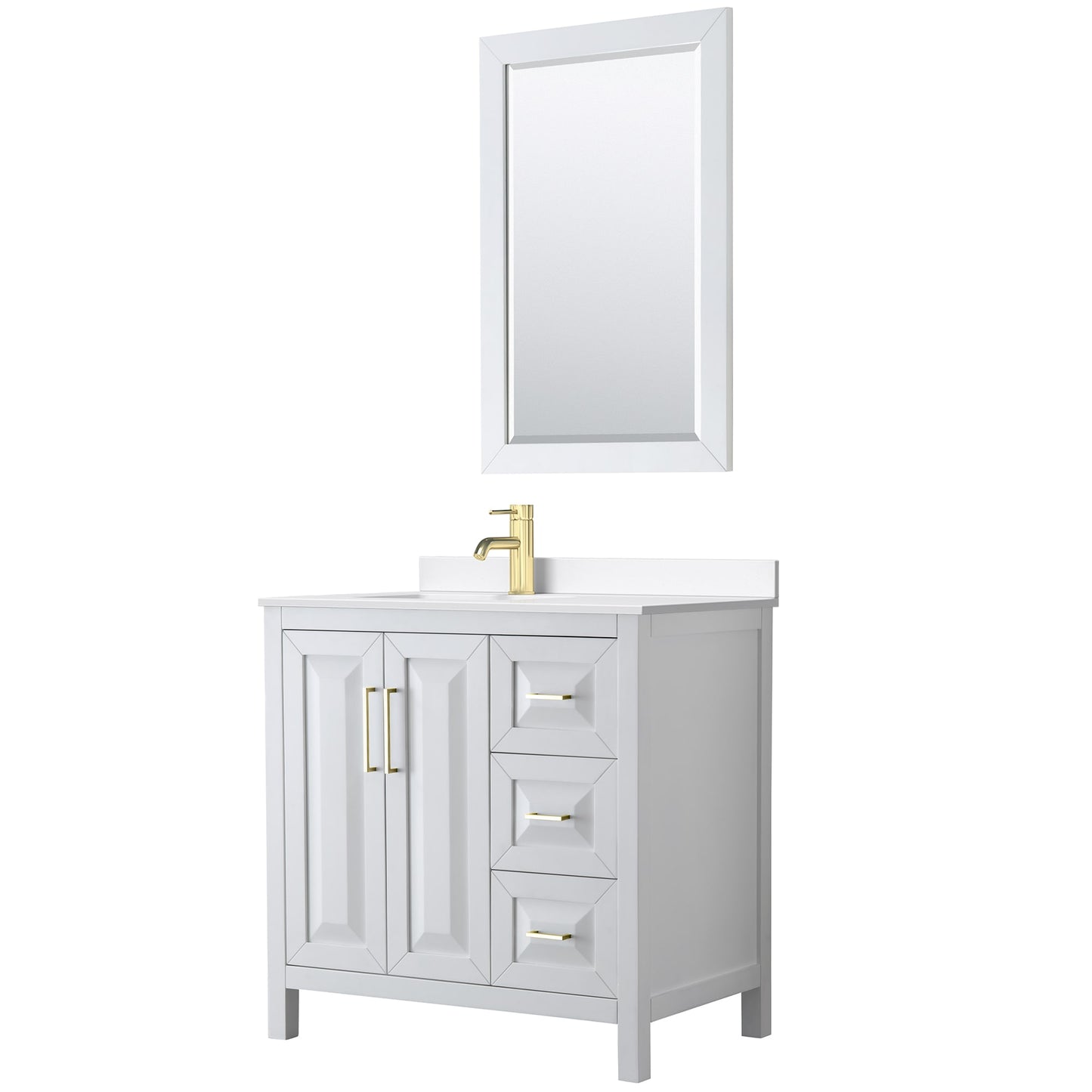 Daria Bathroom Vanity with Countertop 36 inch Single Sink Single hole Faucet Setup