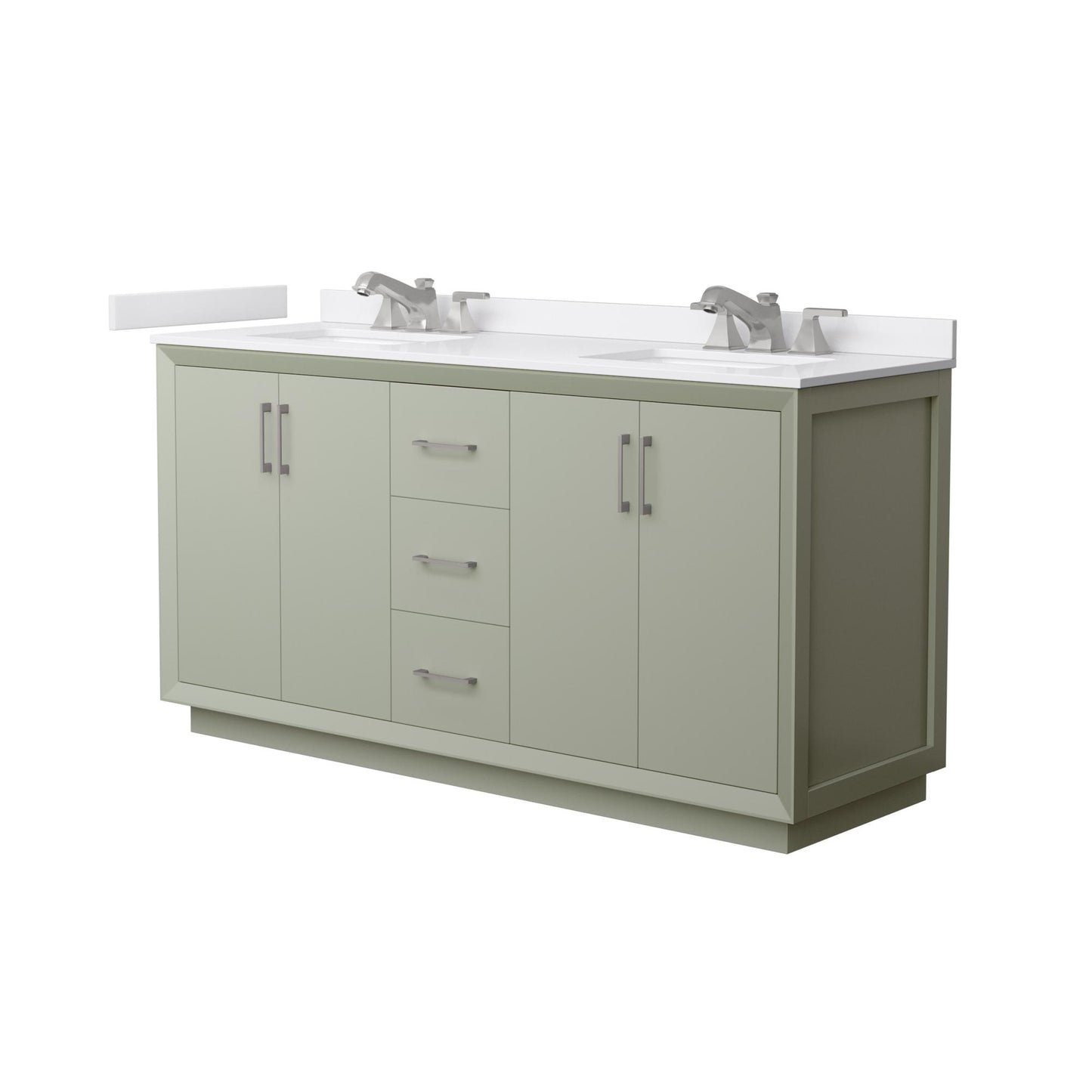 Strada Bathroom Vanity with Countertop 66 inch Double Sink 3-hole Faucet Setup