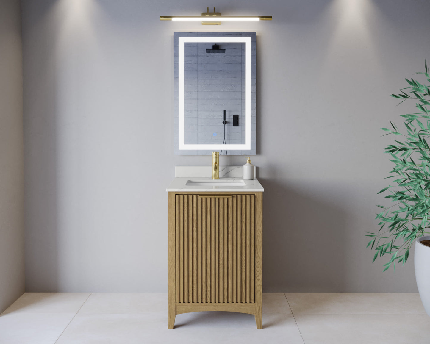 Palmilla Bathroom Vanity with Countertop 24 inch Single Sink Single hole Faucet Setup