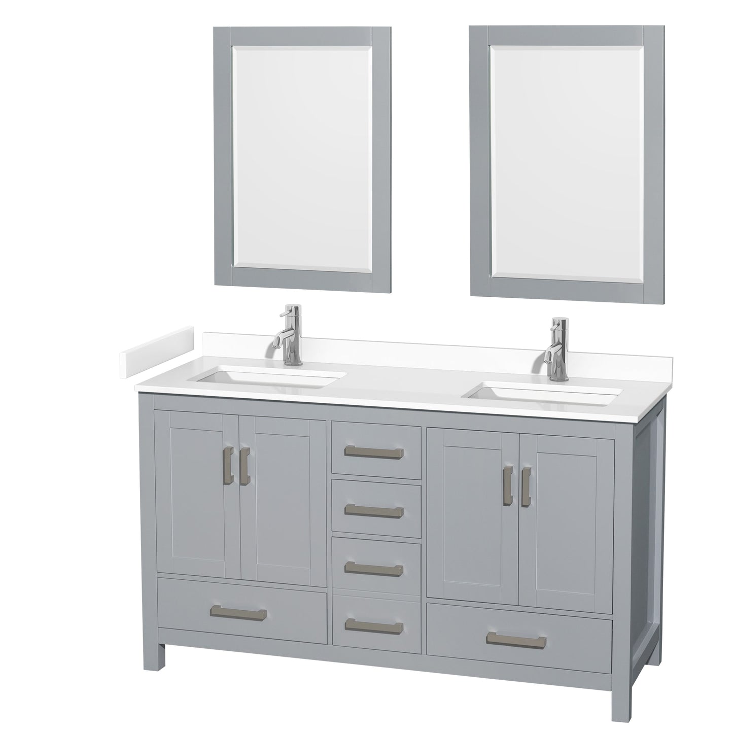 Sheffield Bathroom Vanity with Countertop 60 inch Double Sink Single hole Faucet Setup