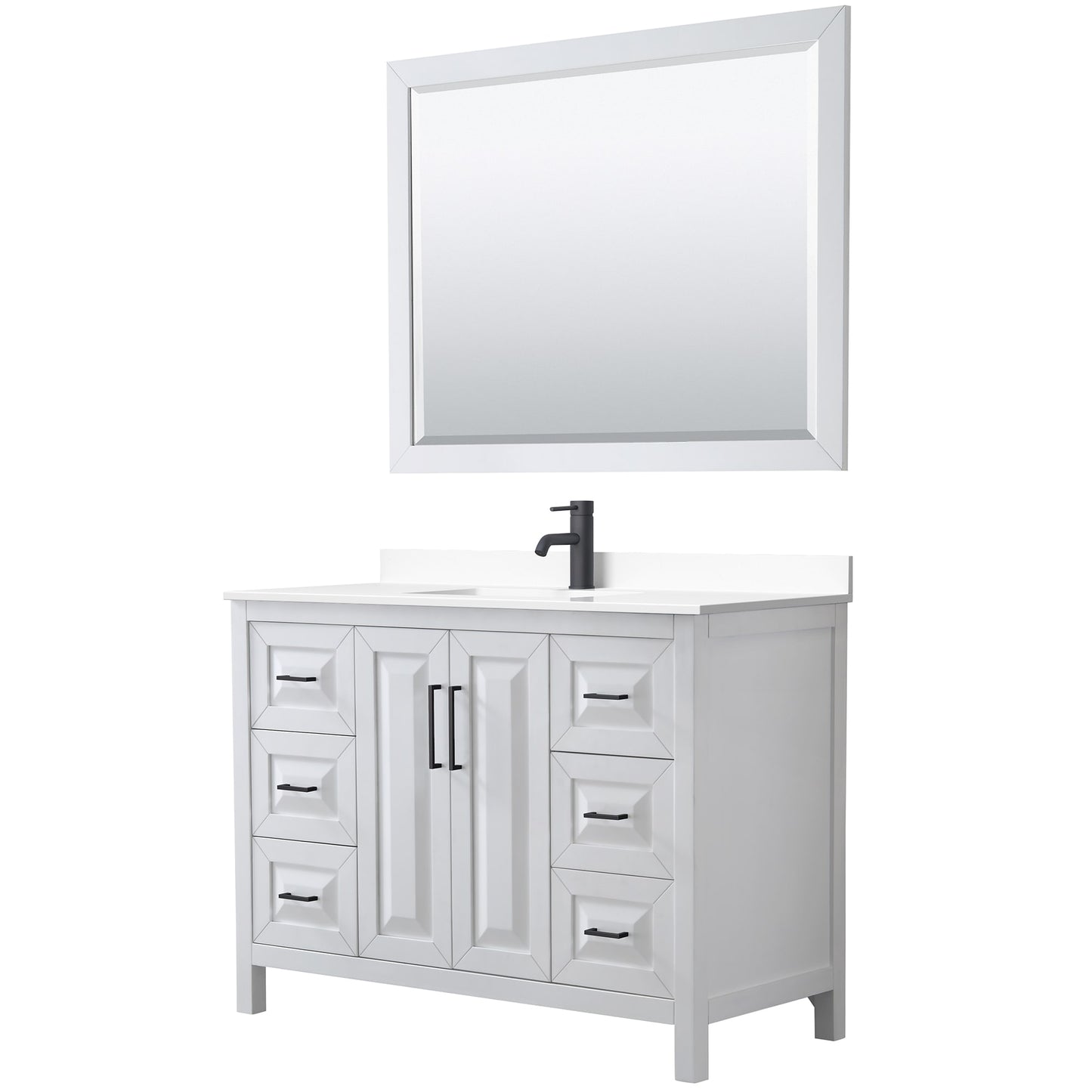 Daria Bathroom Vanity with Countertop 48 inch Single Sink Single hole Faucet Setup