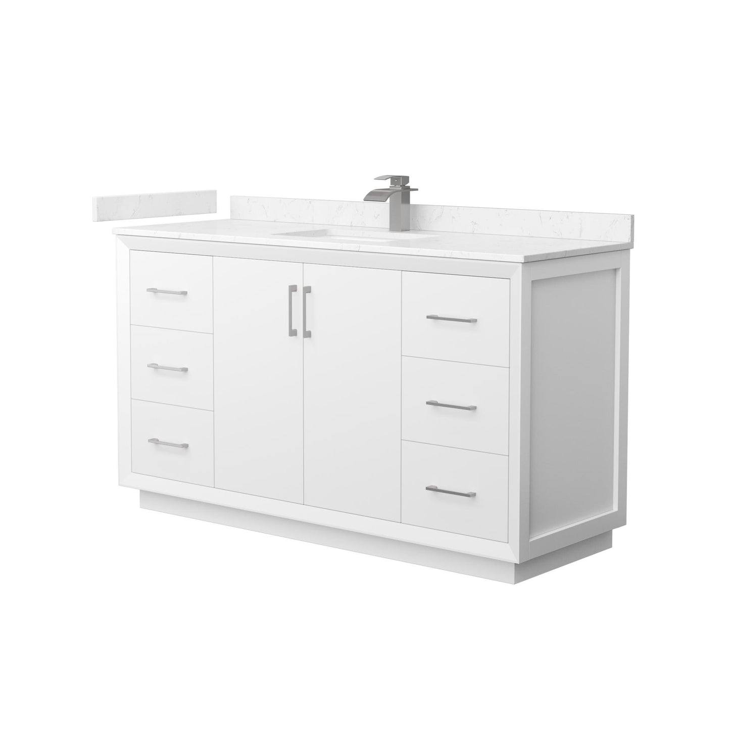 Strada Bathroom Vanity with Countertop 60 inch Single Sink Single hole Faucet Setup