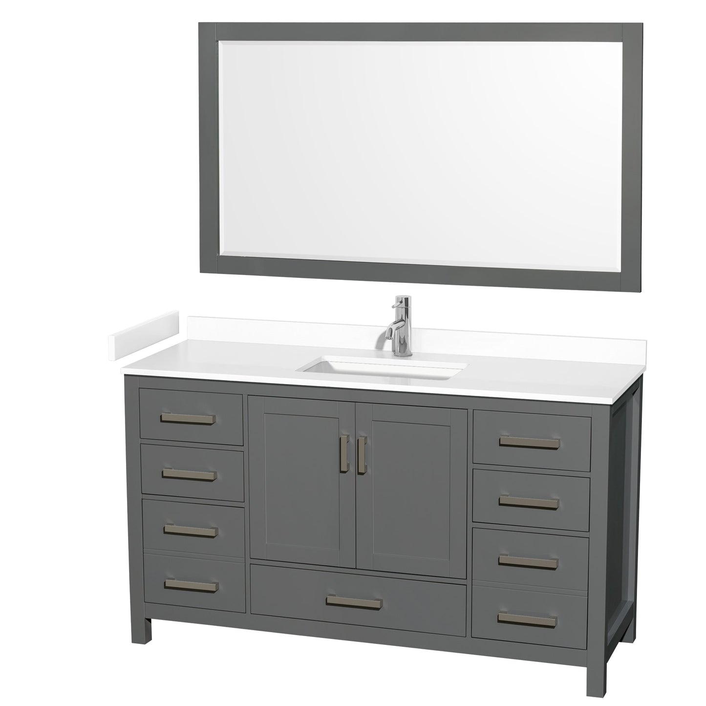 Sheffield Bathroom Vanity with Countertop 60 inch Single Sink Single hole Faucet Setup