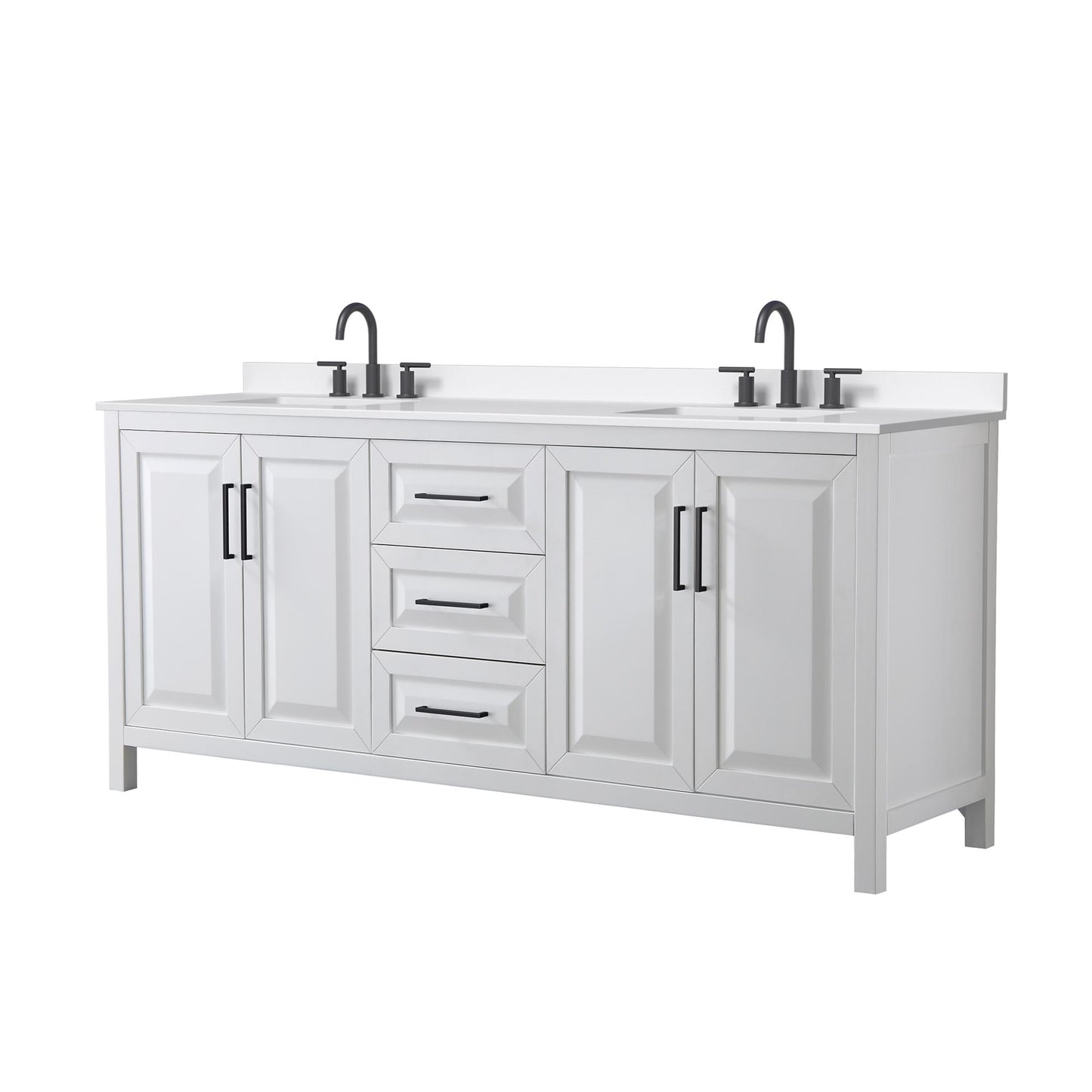 Daria Bathroom Vanity with Countertop 80 inch Double Sink 3-hole Faucet Setup