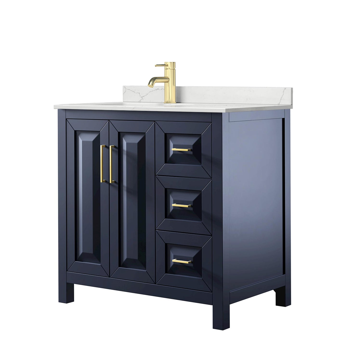 Daria Bathroom Vanity with Countertop 36 inch Single Sink Single hole Faucet Setup