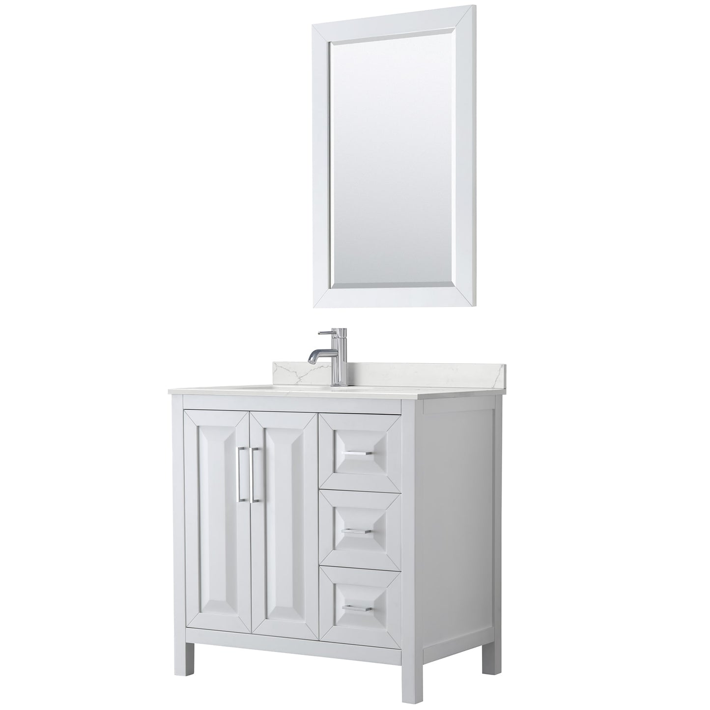 Daria Bathroom Vanity with Countertop 36 inch Single Sink Single hole Faucet Setup