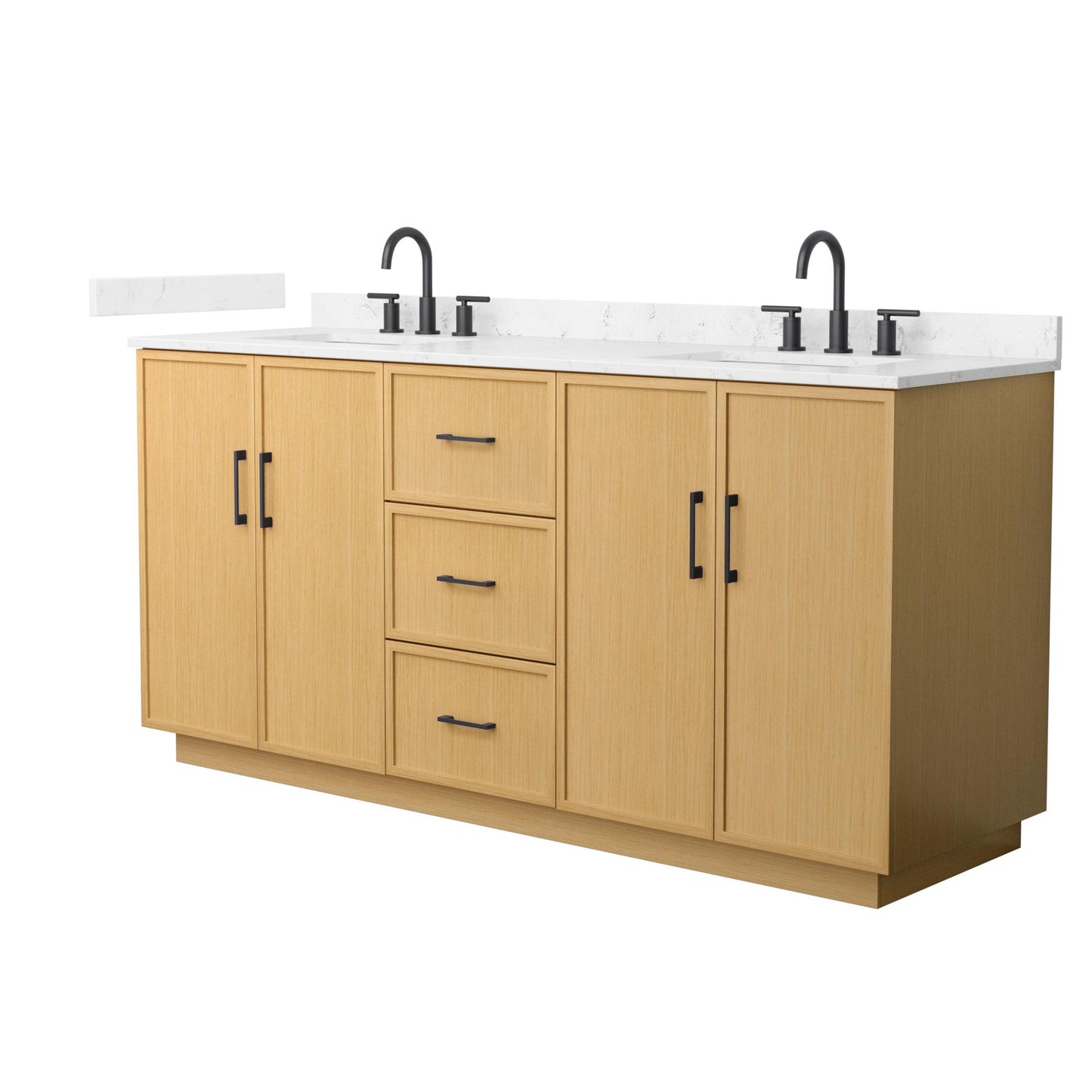 Elan TK Bathroom Vanity with Countertop 72 inch Double Sink 3-hole Faucet Setup