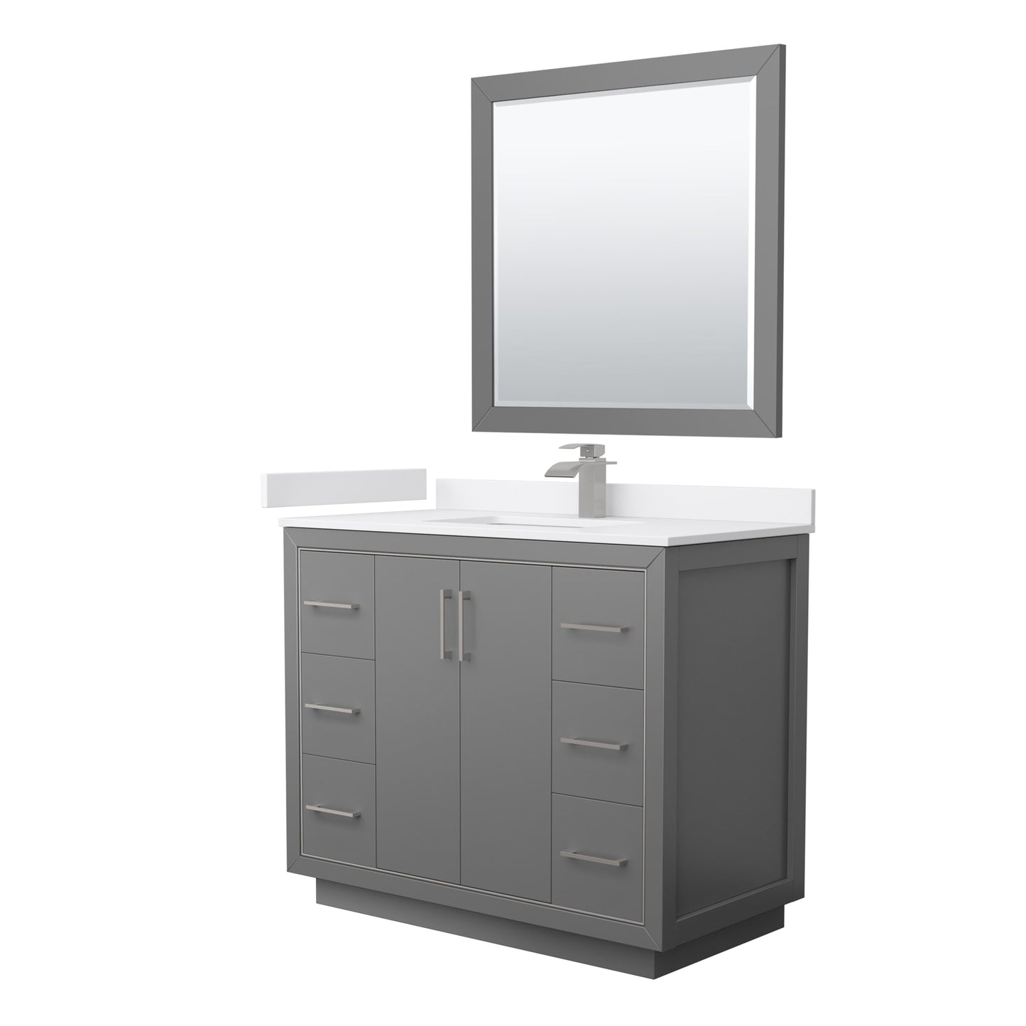 Icon Bathroom Vanity with Countertop 42 inch Single Sink Single hole Faucet Setup