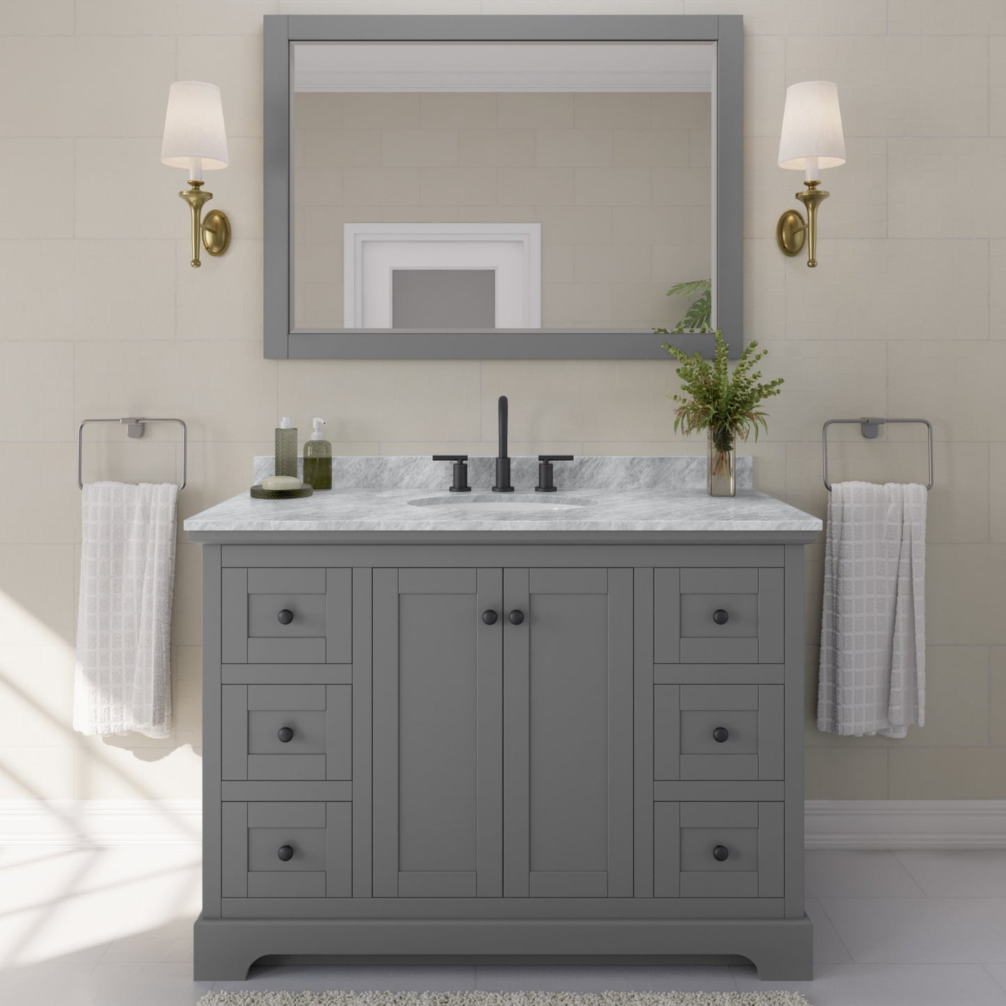Avery Bathroom Vanity with Countertop 48 inch Single Sink 3-hole Faucet Setup