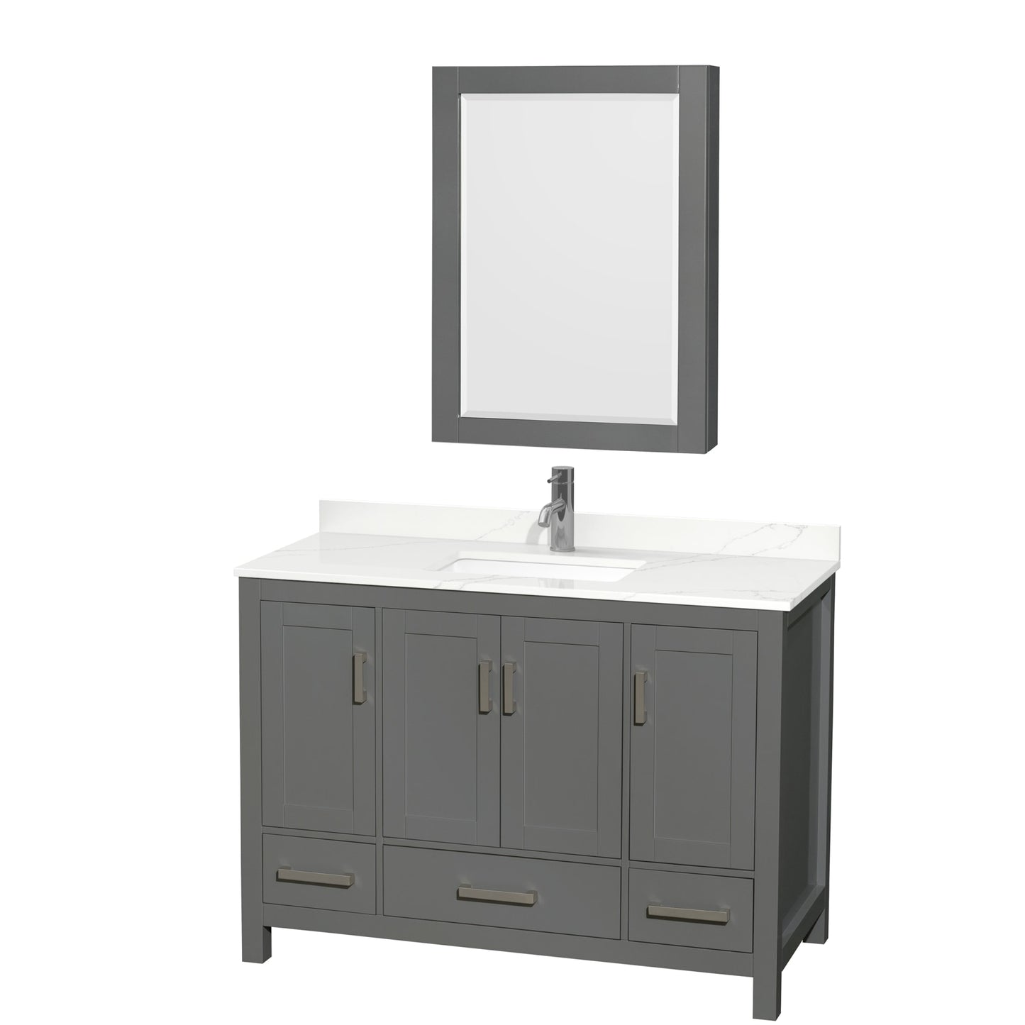 Sheffield Bathroom Vanity with Countertop 48 inch Single Sink Single hole Faucet Setup