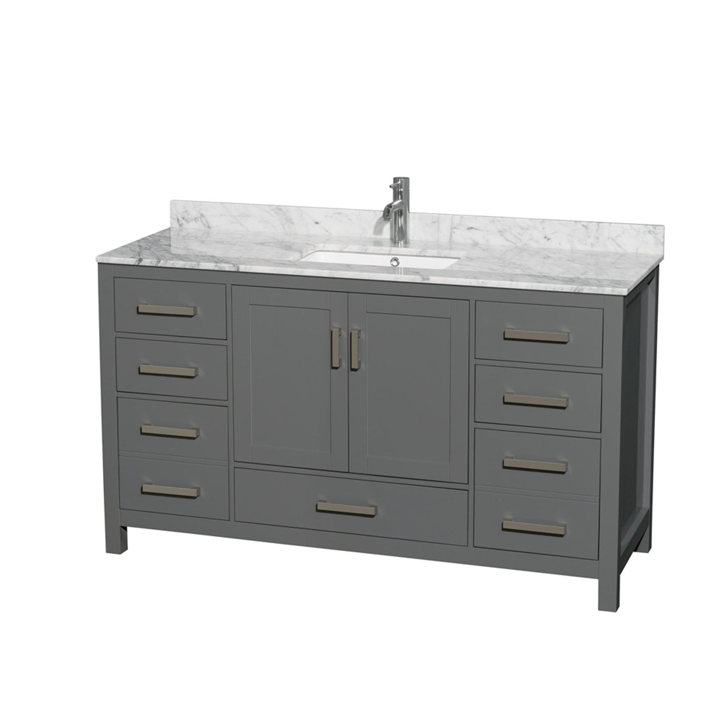 Sheffield Bathroom Vanity with Countertop 60 inch Single Sink Single hole Faucet Setup