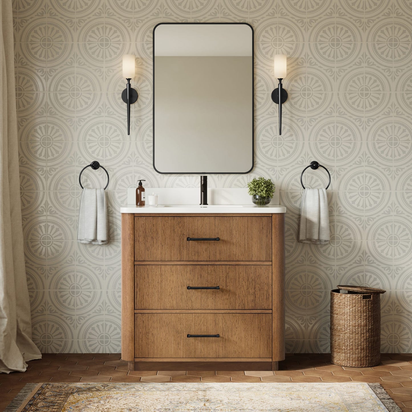 Francesca Bathroom Vanity with Countertop 36 inch Single Sink Single hole Faucet Setup