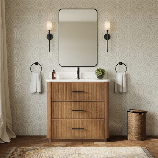 Francesca Bathroom Vanity with Countertop 36 inch Single Sink Single hole Faucet Setup