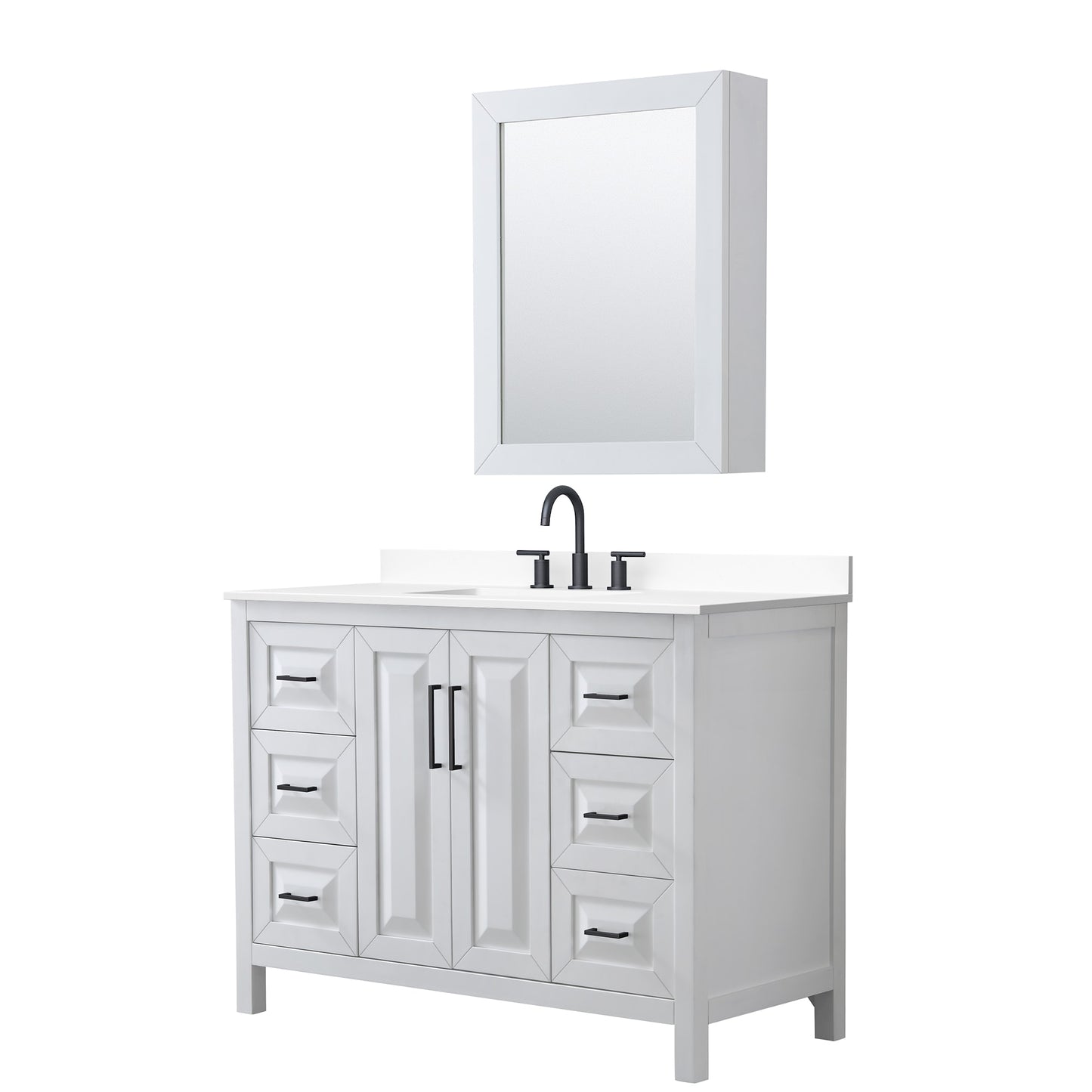 Daria Bathroom Vanity with Countertop 48 inch Single Sink 3-hole Faucet Setup