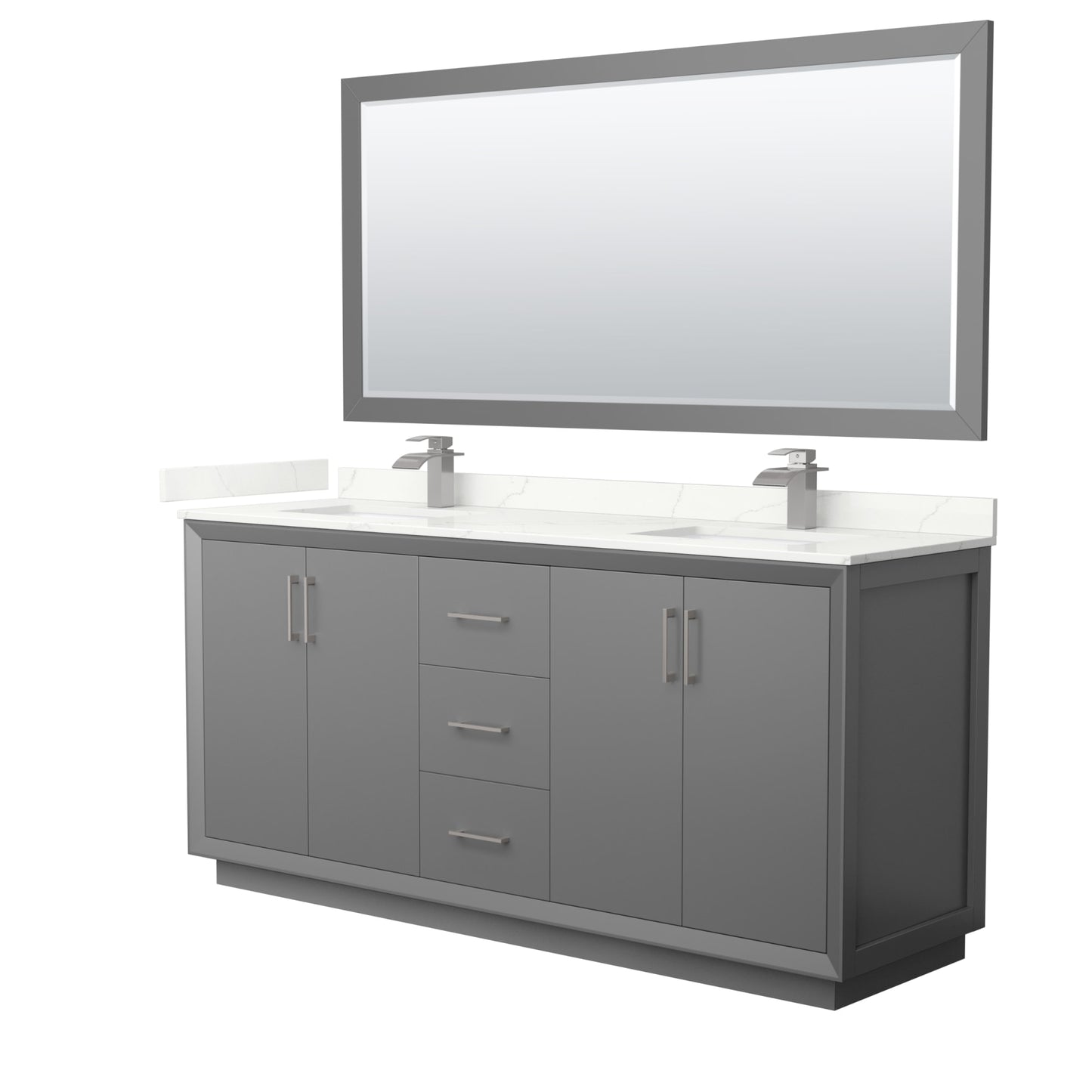 Strada Bathroom Vanity with Countertop 72 inch Double Sink Single hole Faucet Setup