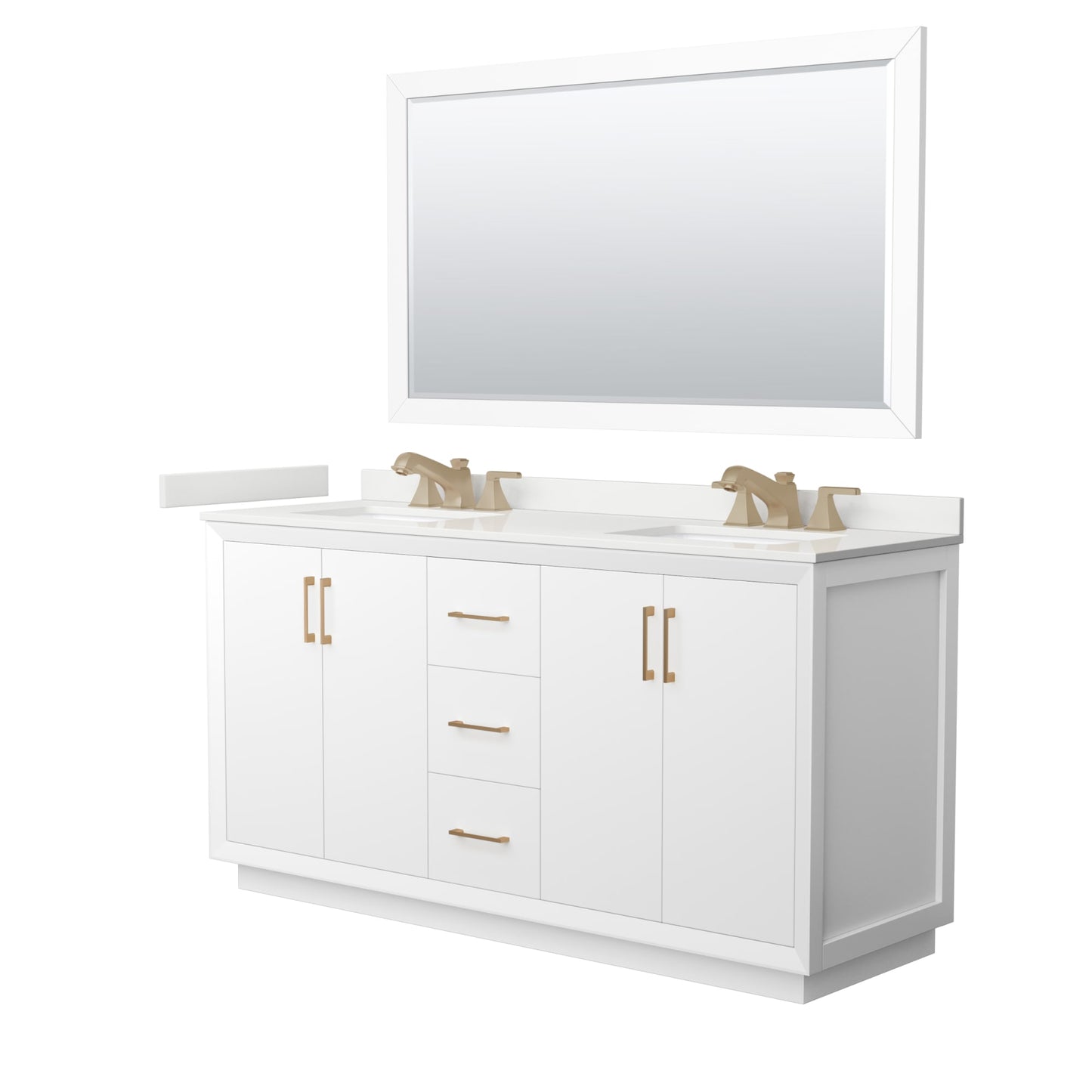 Strada Bathroom Vanity with Countertop 66 inch Double Sink 3-hole Faucet Setup