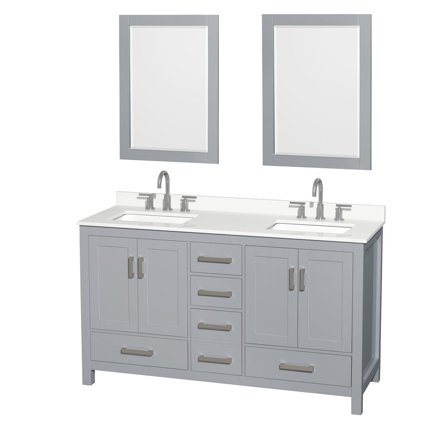 Sheffield Bathroom Vanity with Countertop 60 inch Double Sink 3-hole Faucet Setup