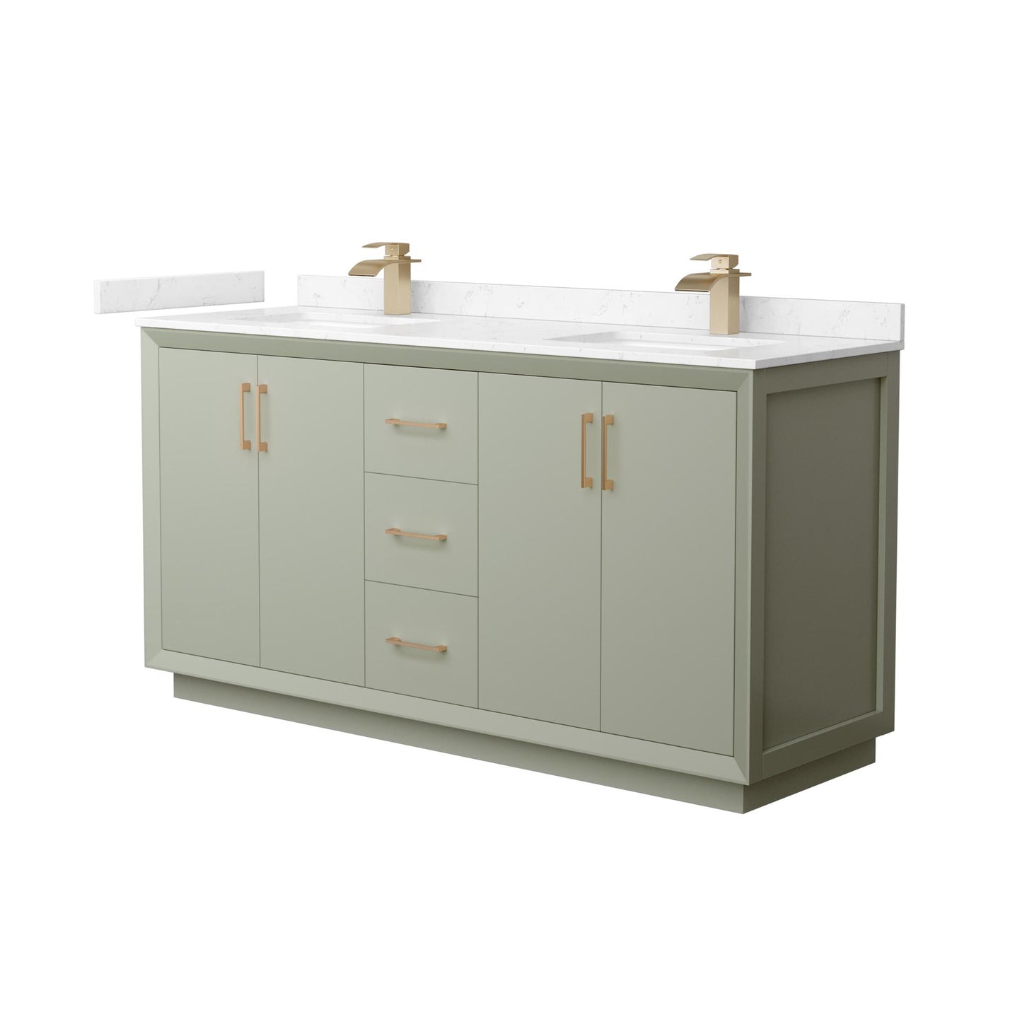Strada Bathroom Vanity with Countertop 66 inch Double Sink Single hole Faucet Setup