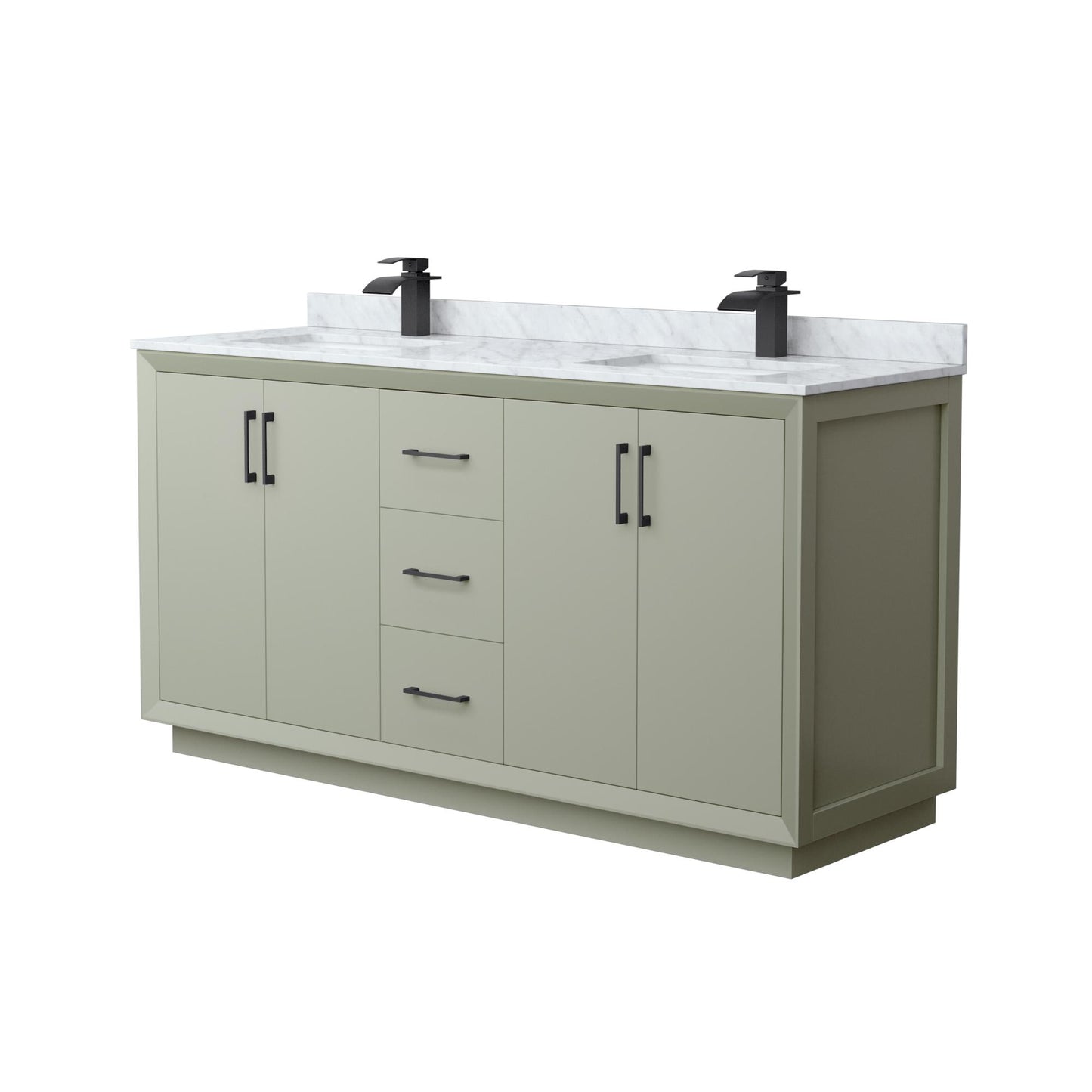 Strada Bathroom Vanity with Countertop 66 inch Double Sink Single hole Faucet Setup