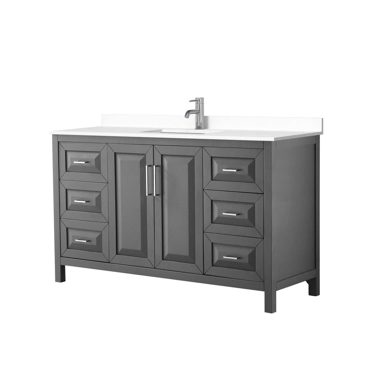 Daria Bathroom Vanity with Countertop 60 inch Single Sink Single hole Faucet Setup