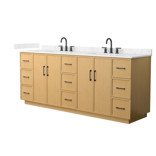 Elan TK Bathroom Vanity with Countertop 84 inch Double Sink 3-hole Faucet Setup