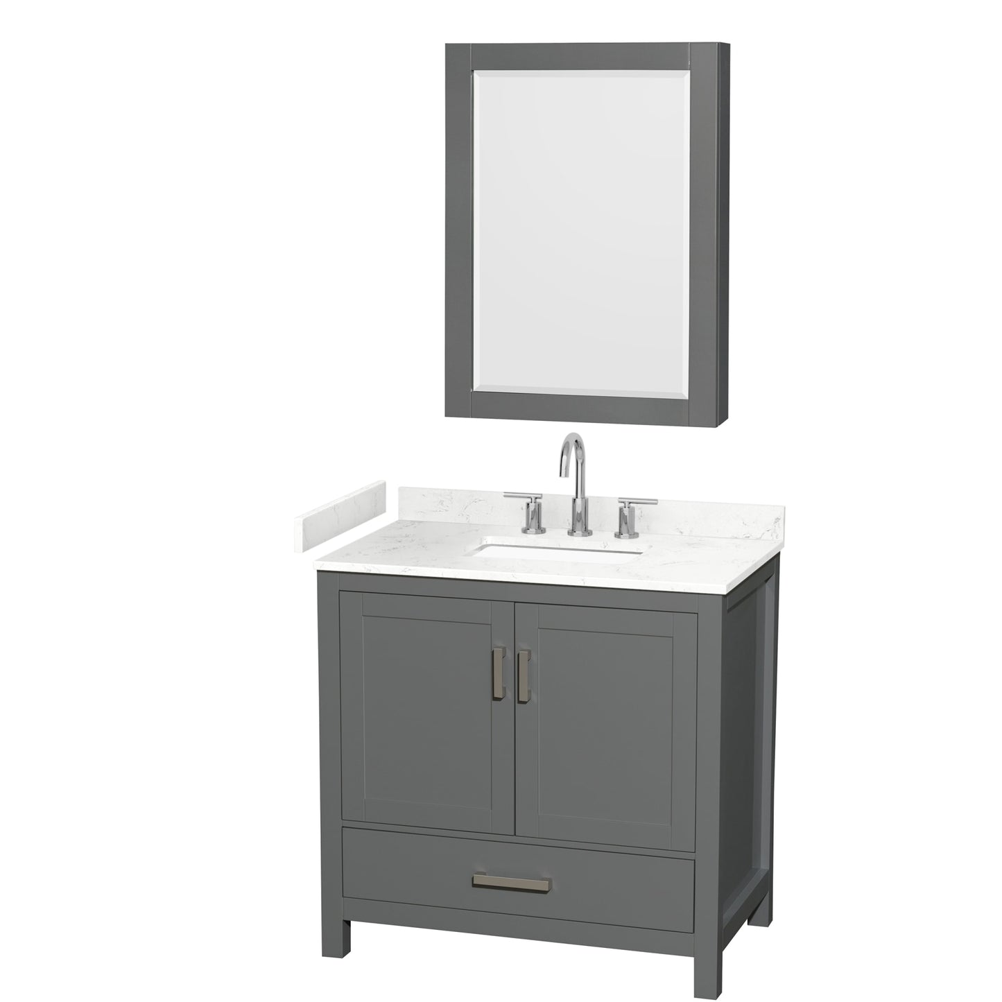 Sheffield Bathroom Vanity with Countertop 36 inch Single Sink 3-hole Faucet Setup