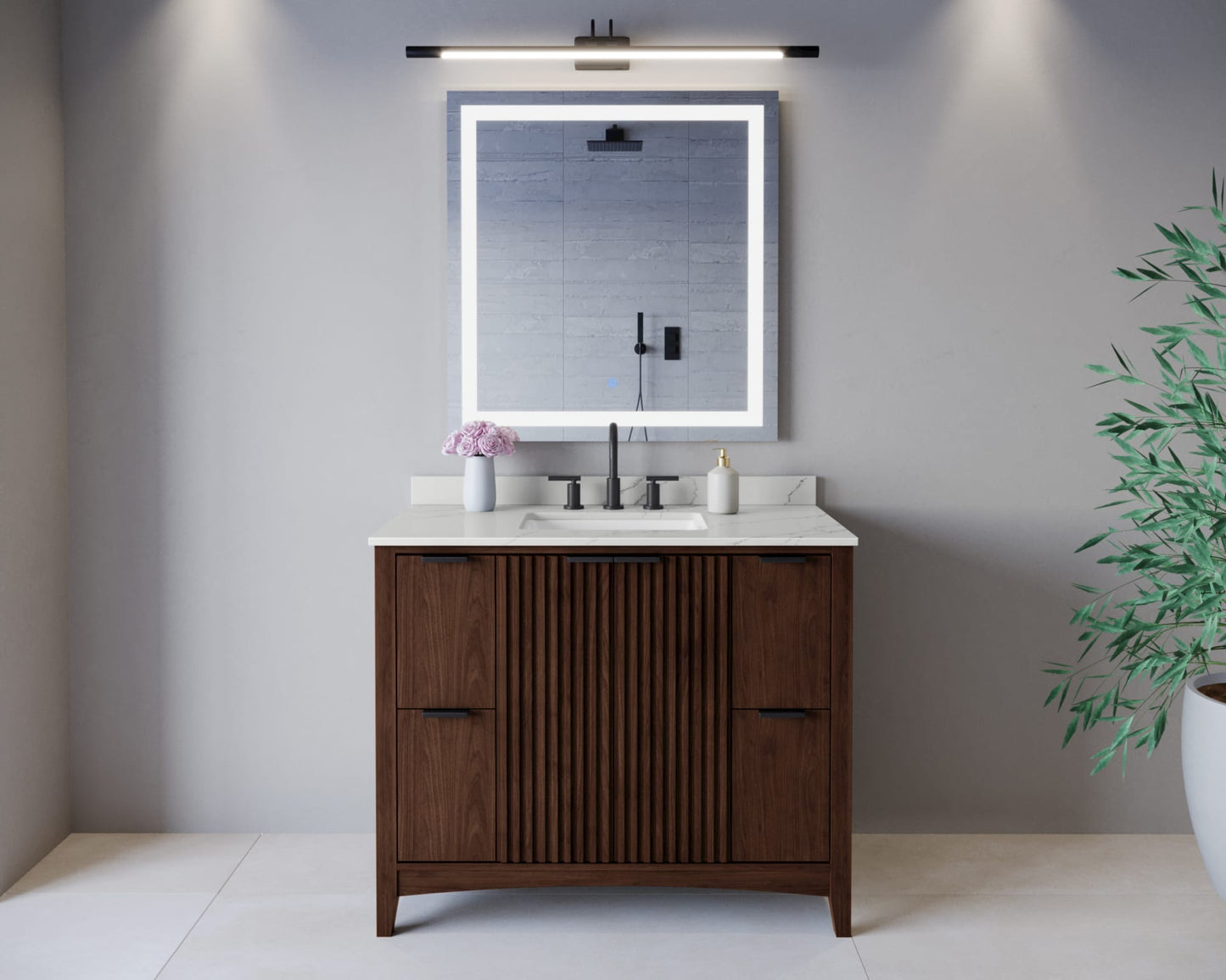 Palmilla Bathroom Vanity with Countertop 42 inch Single Sink 3-hole Faucet Setup