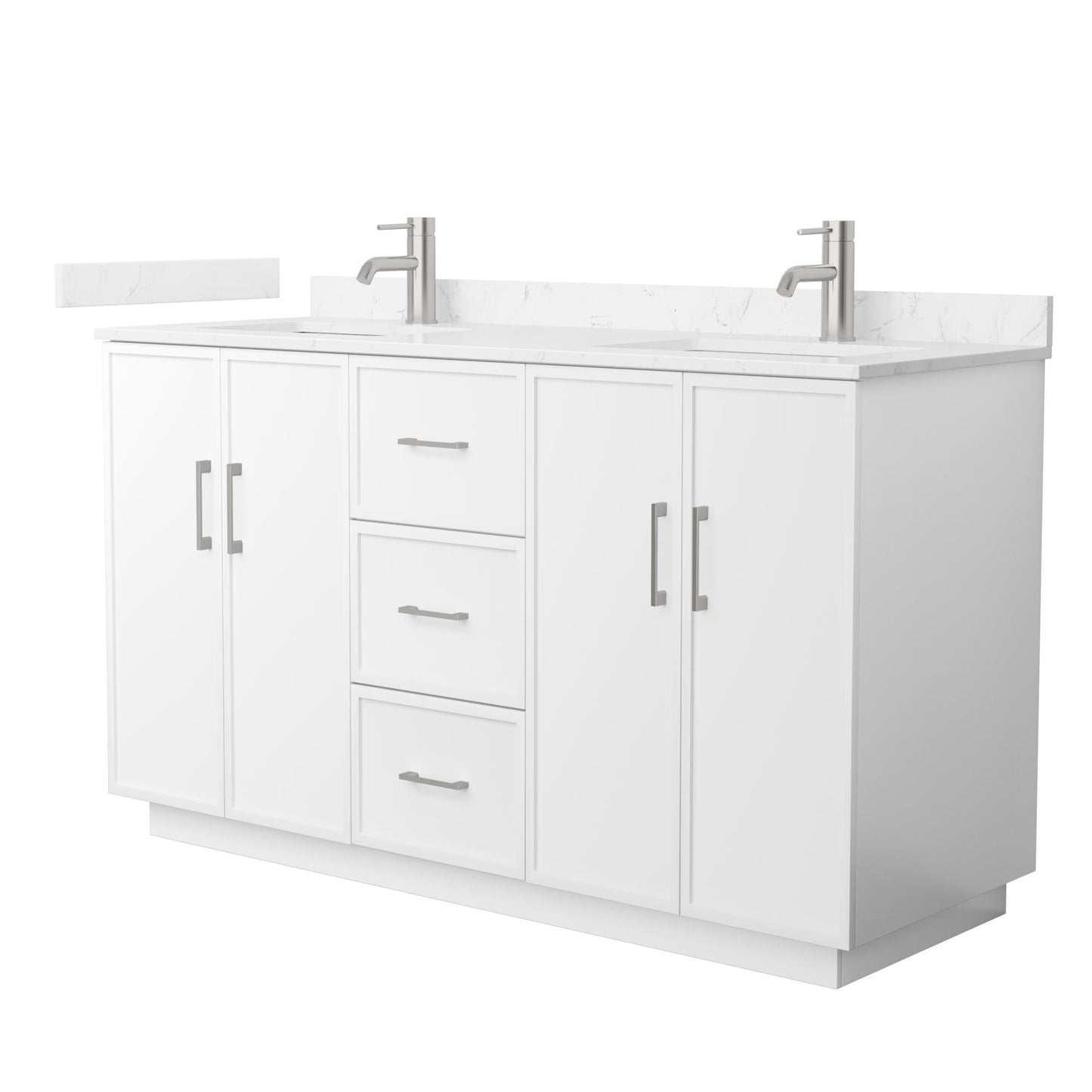 Elan TK Bathroom Vanity with Countertop 60 inch Double Sink Single hole Faucet Setup