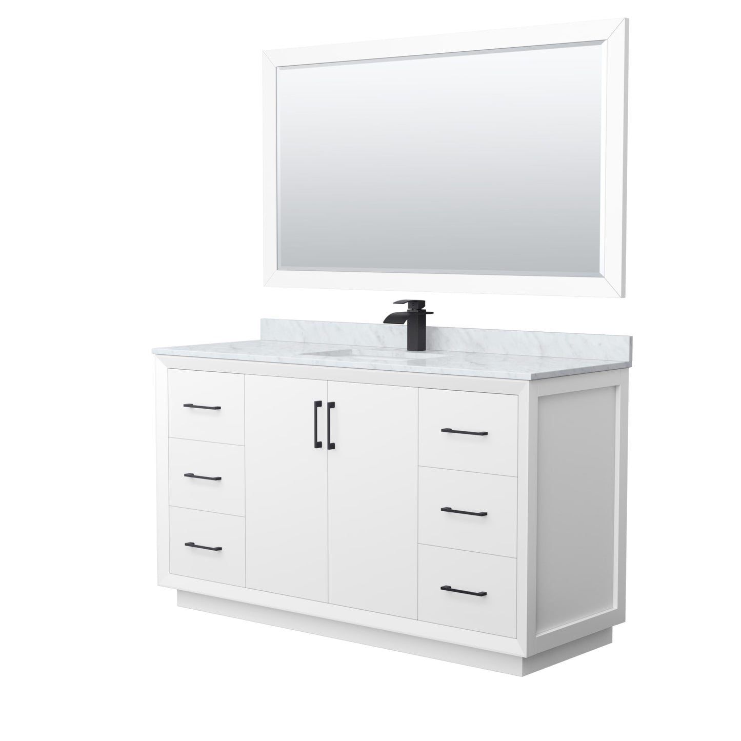 Strada Bathroom Vanity with Countertop 60 inch Single Sink Single hole Faucet Setup